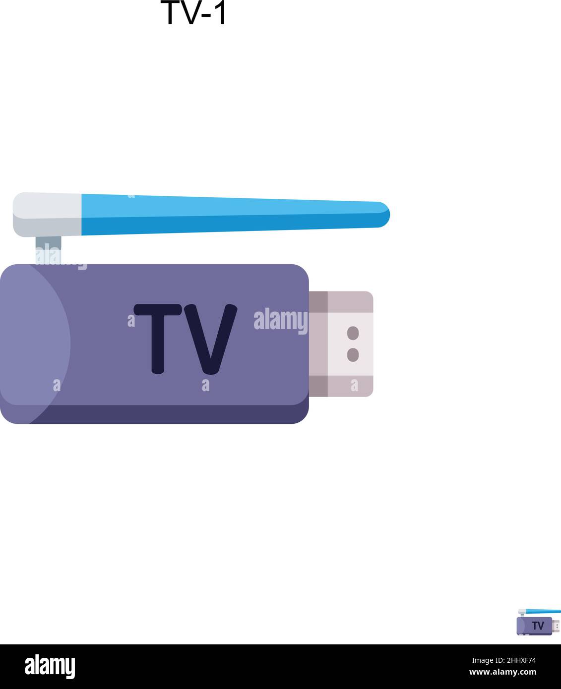 TV-1 einfaches Vektorsymbol. Illustration Symbol Design-Vorlage für Web mobile UI-Element. Stock Vektor