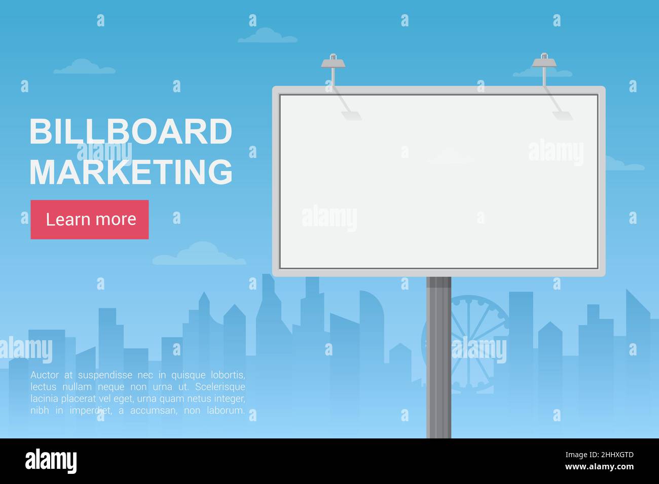 Stadtmarketing für Plakatwerbung, öffentliche Ankündigungen, Landing Page-Vorlage für Werbedienste Stock Vektor