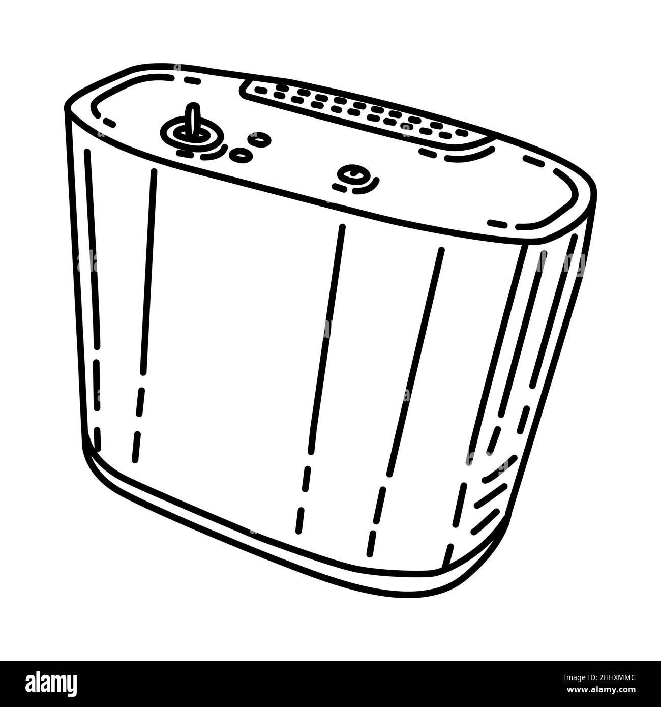 Tragbarer Sauerstoffkonzentrator Teil von Electronic for Hospital Device Handgezeichneter Symbolsatz-Vektor. Stock Vektor