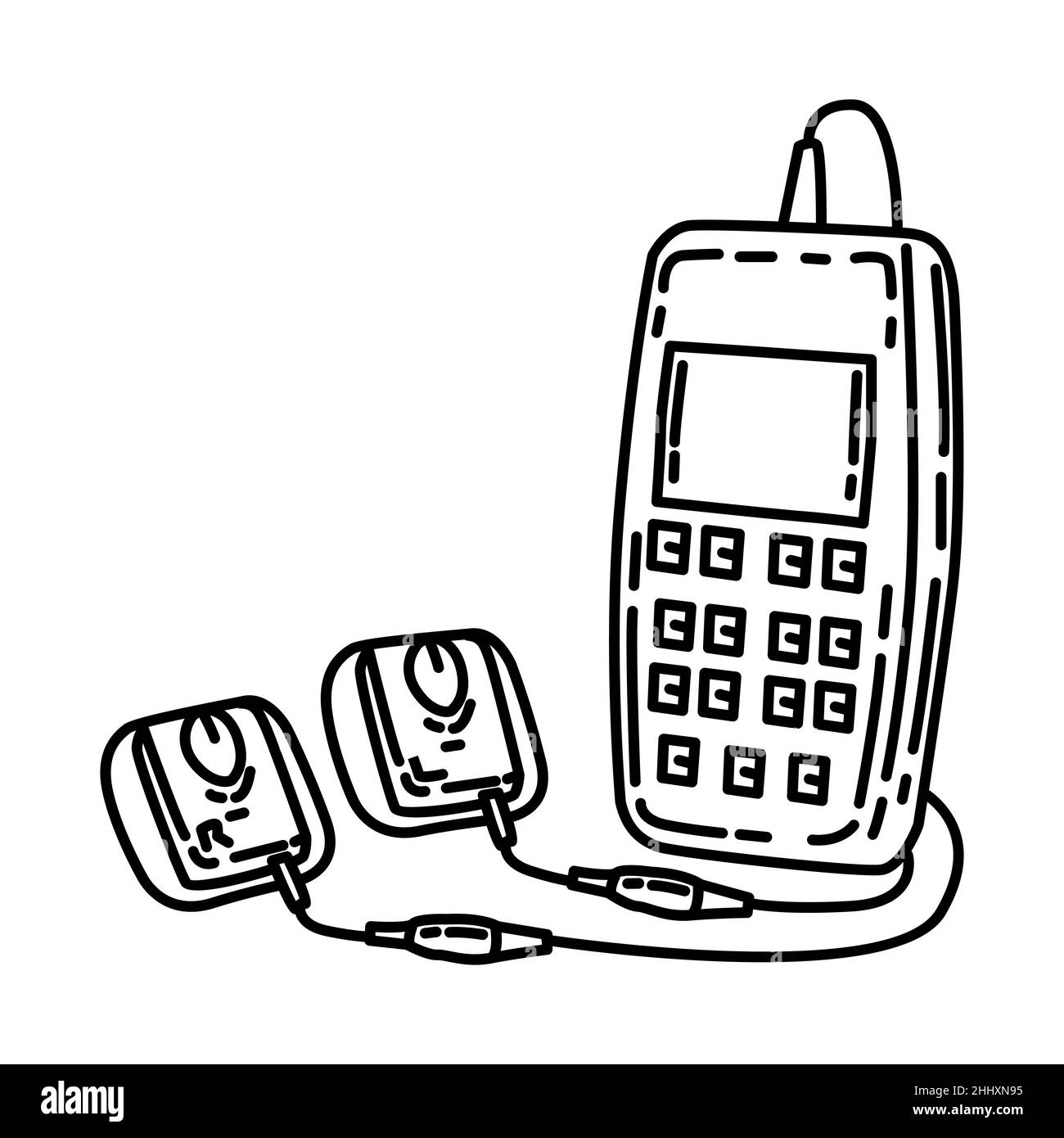 TransAeris Membranmaschine Teil von Electronic for Hospital Device Handgezeichneter Symbolsatz Vektor. Stock Vektor