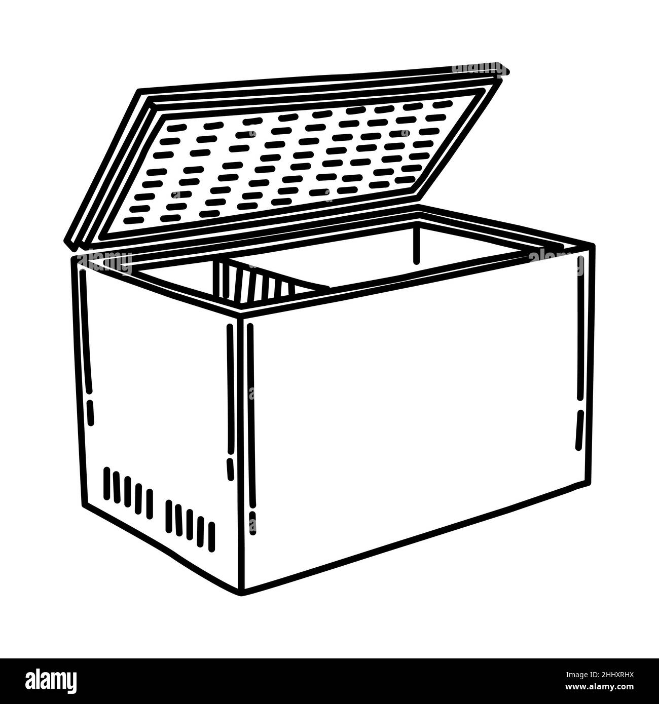 Gefrierschrank Teil der Elektronik für Küche und Waschanlage handgezeichnete Icon Set Vektor. Stock Vektor