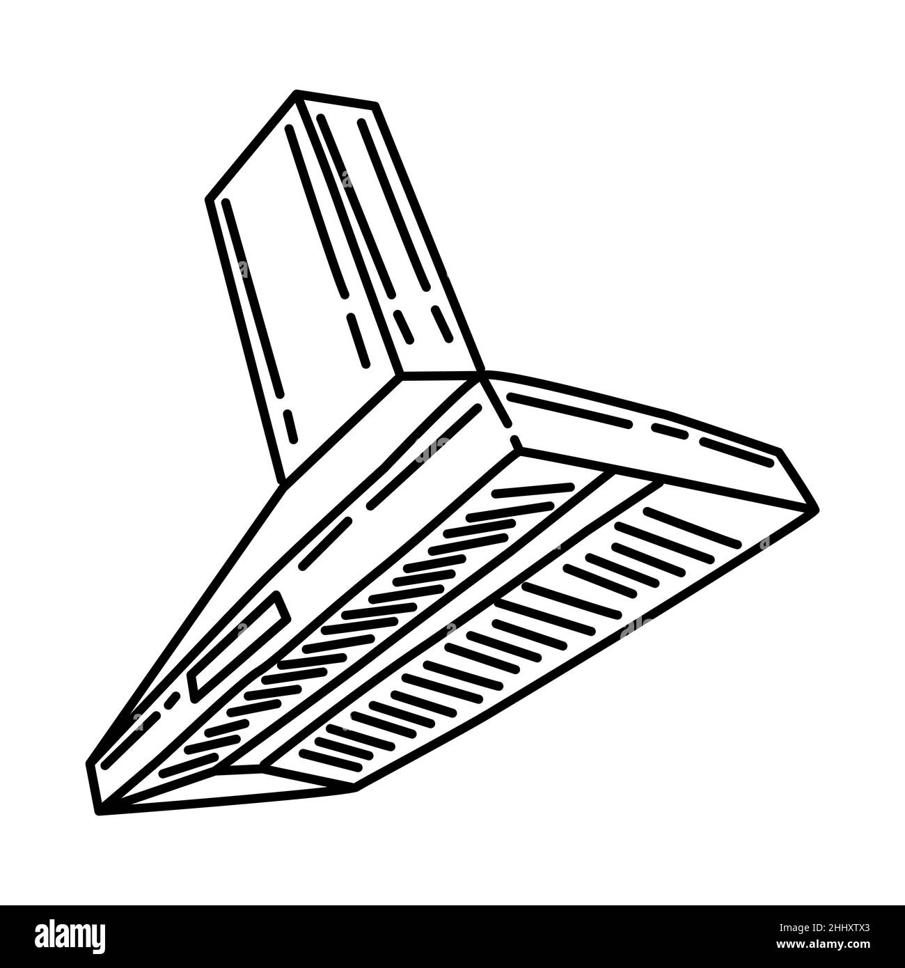 Bereich Haube Teil der Elektronik für Küche und Waschanlage handgezeichnete Icon Set Vektor. Stock Vektor