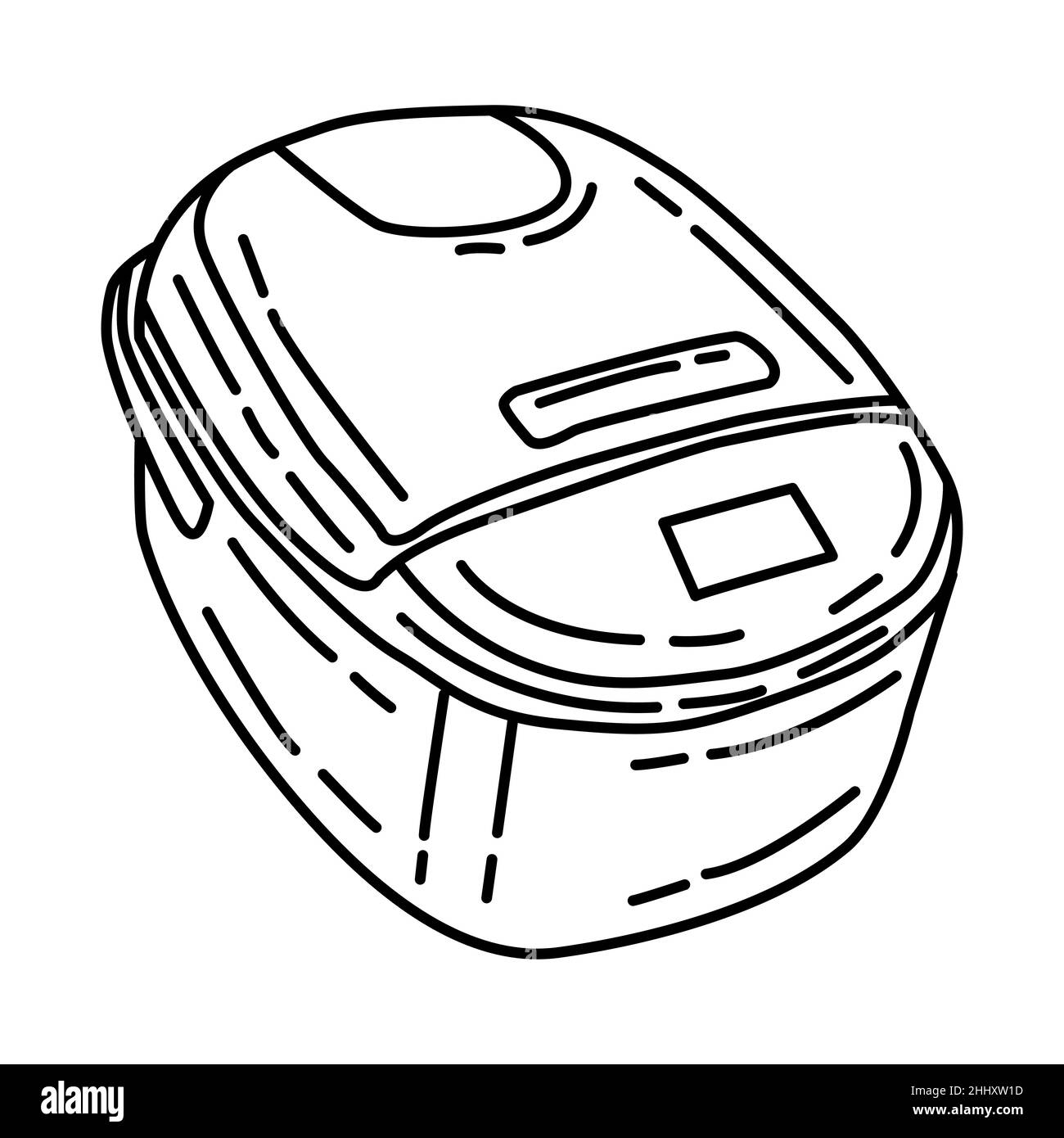 Reiskocher Teil der Elektronik für Küche und Waschanlage Handgezeichneter Symbolsatz Vektor. Stock Vektor
