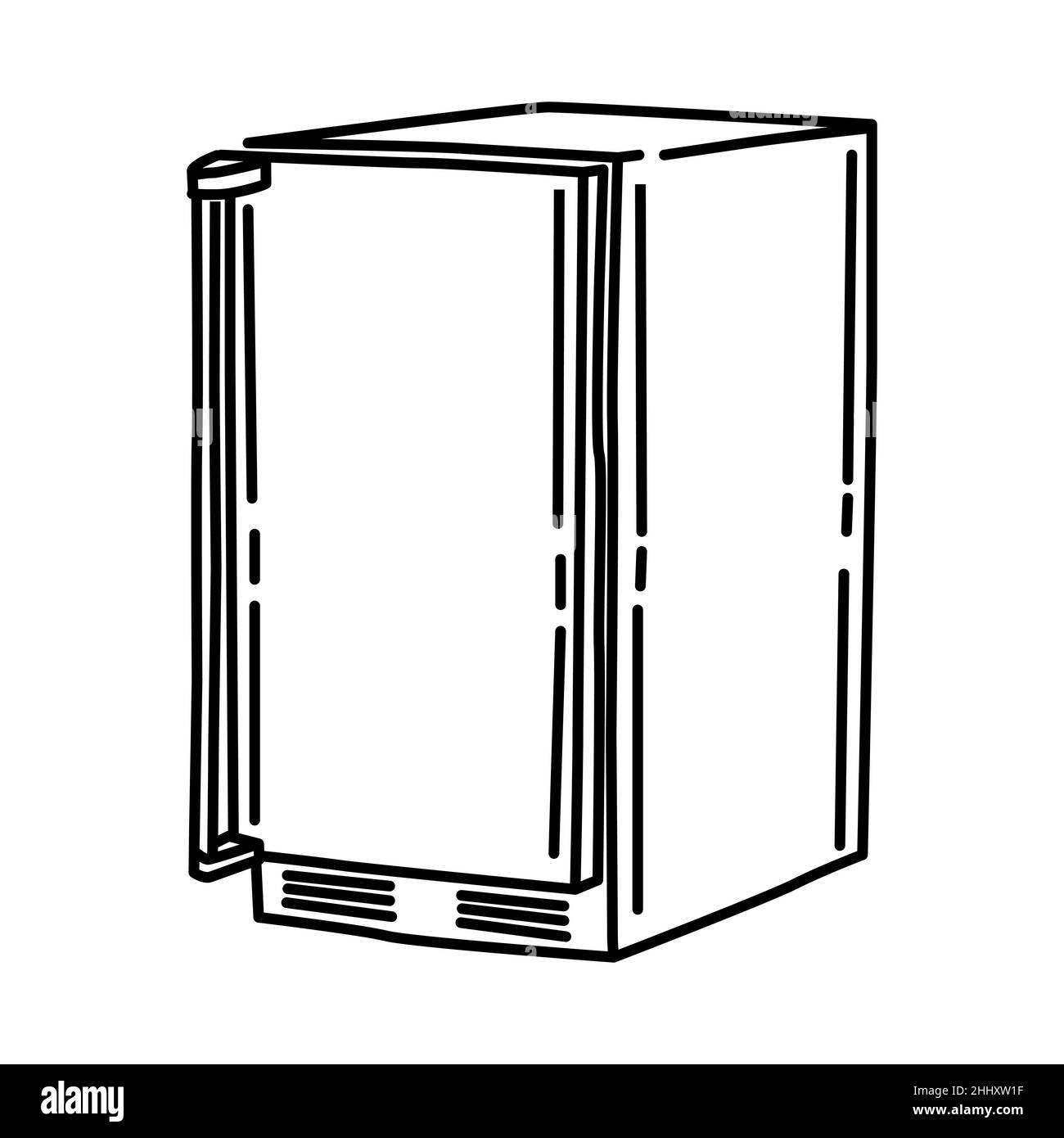 Kühlschrank Maschine Teil der Elektronik für Küche und Waschanlage handgezeichnete Icon Set Vektor. Stock Vektor