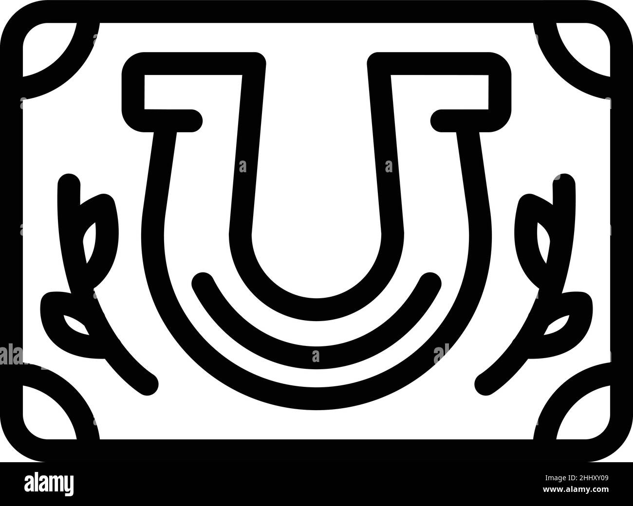 Horseshoe Prize Icon Umrissvektor. Zeichenrahmen. Glücklicher Sieg Stock Vektor