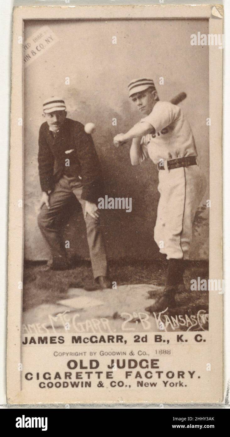 James B. 'Chippy' McGarr, 2nd Base, Kansas City Cowboys, aus der Old Judge Serie (N172) für Old Judge Zigaretten 1888 herausgegeben von Goodwin & Company die 'Old Judge' Serie von Baseballkarten (N172) wurde von Goodwin & Company von 1887 bis 1890 herausgegeben, um Old Judge Zigaretten zu bewerben. James B. 'Chippy' McGarr, 2nd Base, Kansas City Cowboys, aus der Old Judge Serie (N172) für Old Judge Cigarettes 403514 Stockfoto