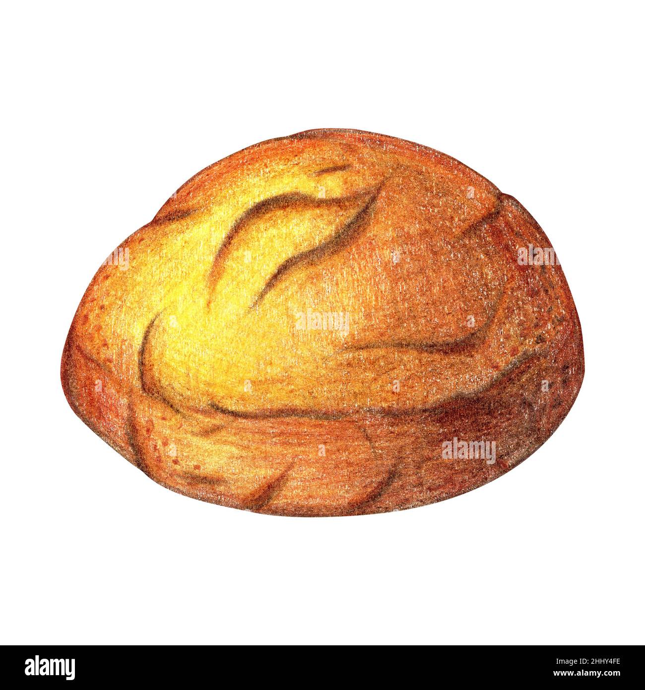 Aquarell Brot Illustration. Täglich frische Bio-Backwaren, Brot. Vintage isolierte Zeichnung für Menü, Karte, Poster, Banner. Stockfoto