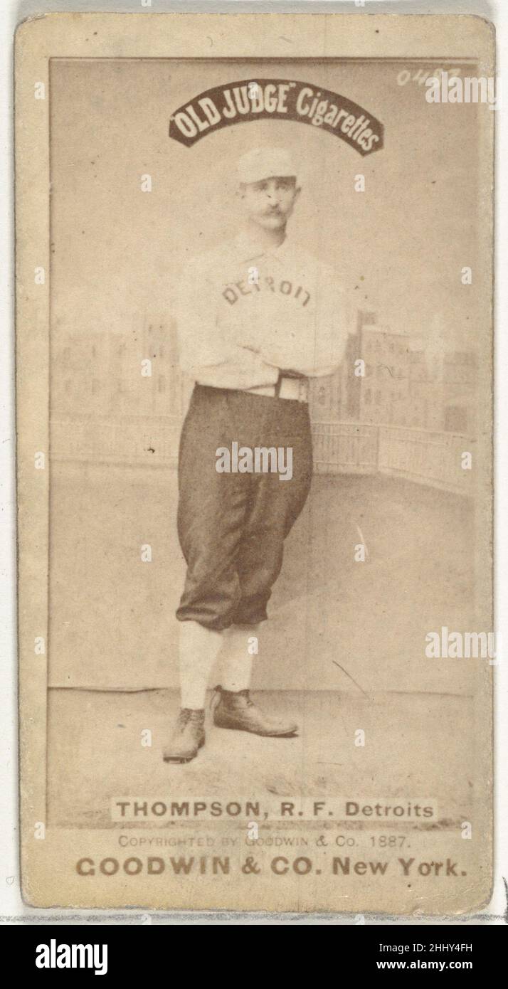 Samuel Luther 'Sam' Thompson, Right Field, Detroit Wolverines, aus der Old Judge Serie (N172) für Old Judge Zigaretten 1887 herausgegeben von Goodwin & Company die 'Old Judge' Serie von Baseballkarten (N172) wurde von Goodwin & Company von 1887 bis 1890 herausgegeben, um Old Judge Zigaretten zu bewerben. Samuel Luther 'Sam' Thompson, Right Field, Detroit Wolverines, aus der Old Judge Serie (N172) für Old Judge Cigarettes 404333 Stockfoto
