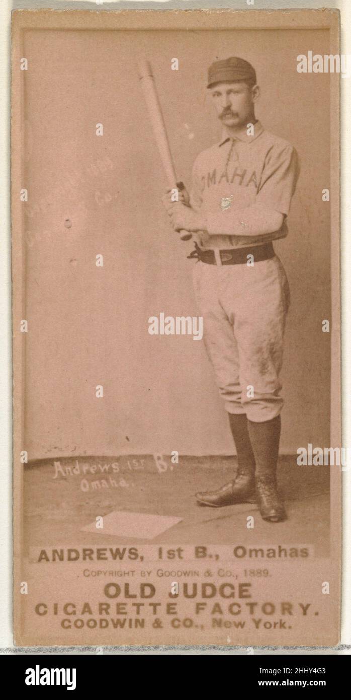 William Walter 'Wally' Andrews, 1st Base, Omaha Omahogs/Lambs, aus der Old Judge Serie (N172) für Old Judge Zigaretten 1889 herausgegeben von Goodwin & Company die 'Old Judge' Serie von Baseballkarten (N172) wurde von Goodwin & Company von 1887 bis 1890 herausgegeben, um Old Judge Zigaretten zu bewerben. William Walter 'Wally' Andrews, 1st Base, Omaha Omahogs/Lambs, aus der Old Judge Serie (N172) für Old Judge Cigarettes 404359 Stockfoto