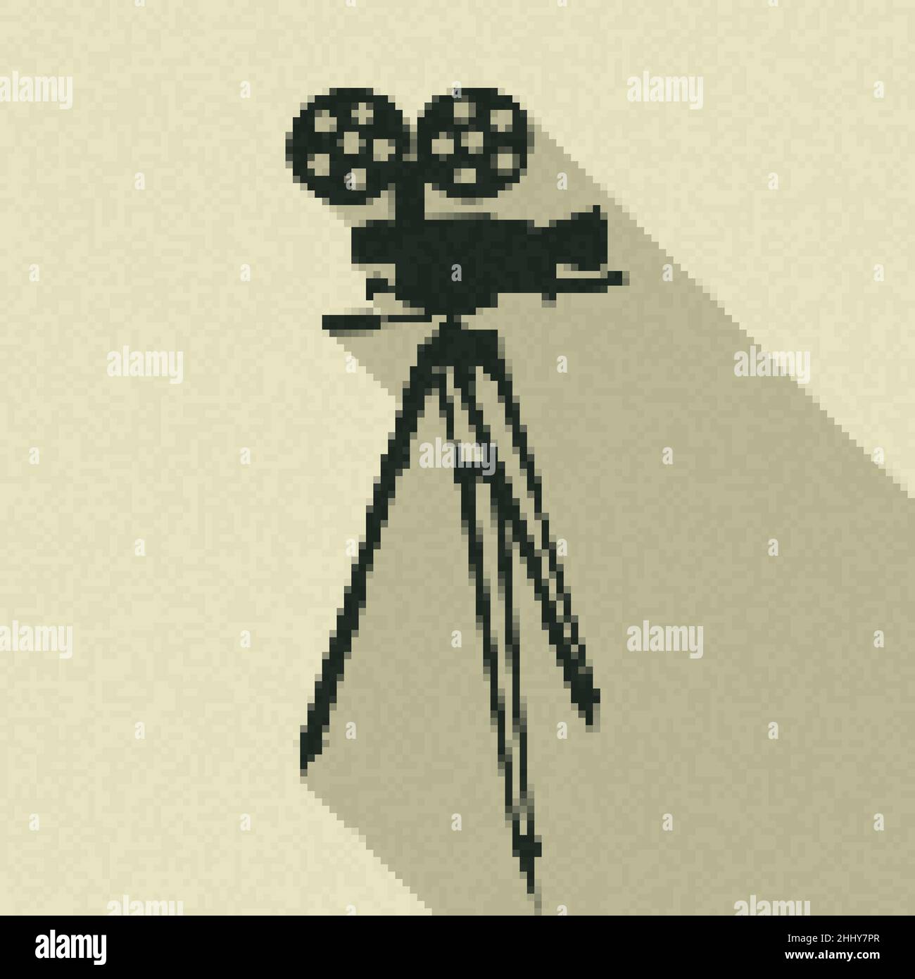 Pixel Art Film Kamera Symbol, Vektorgrafik Stock Vektor