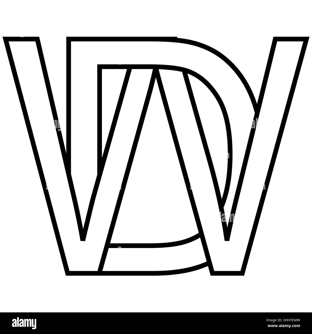 Logo-Zeichen, dw wd-Symbol nft dw-Zeilensprungbuchstaben d w Stock Vektor