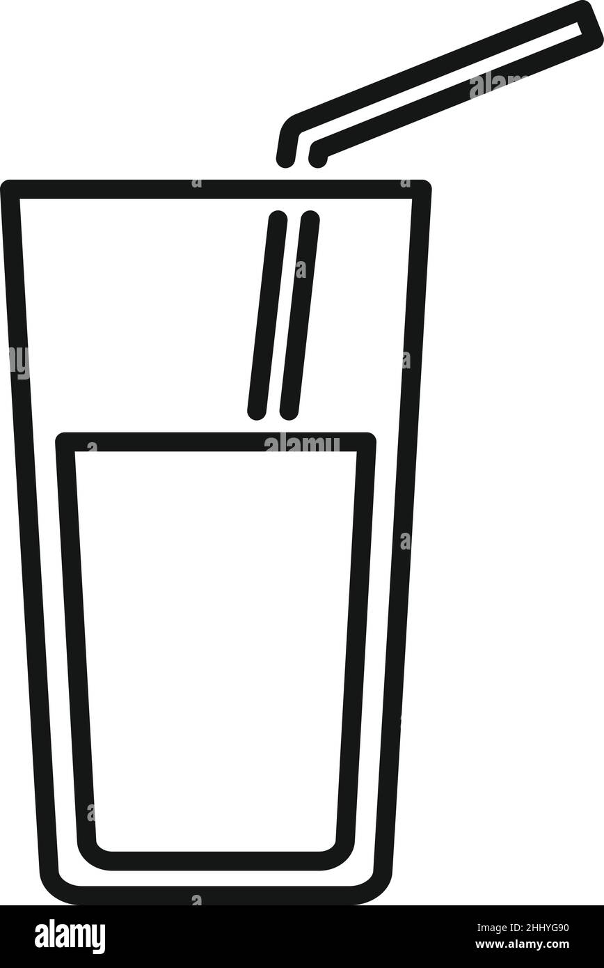 Vektor der Symbolumrisse des Orangensaftglases. Diät-Essen. Gesunde Ernährung Stock Vektor