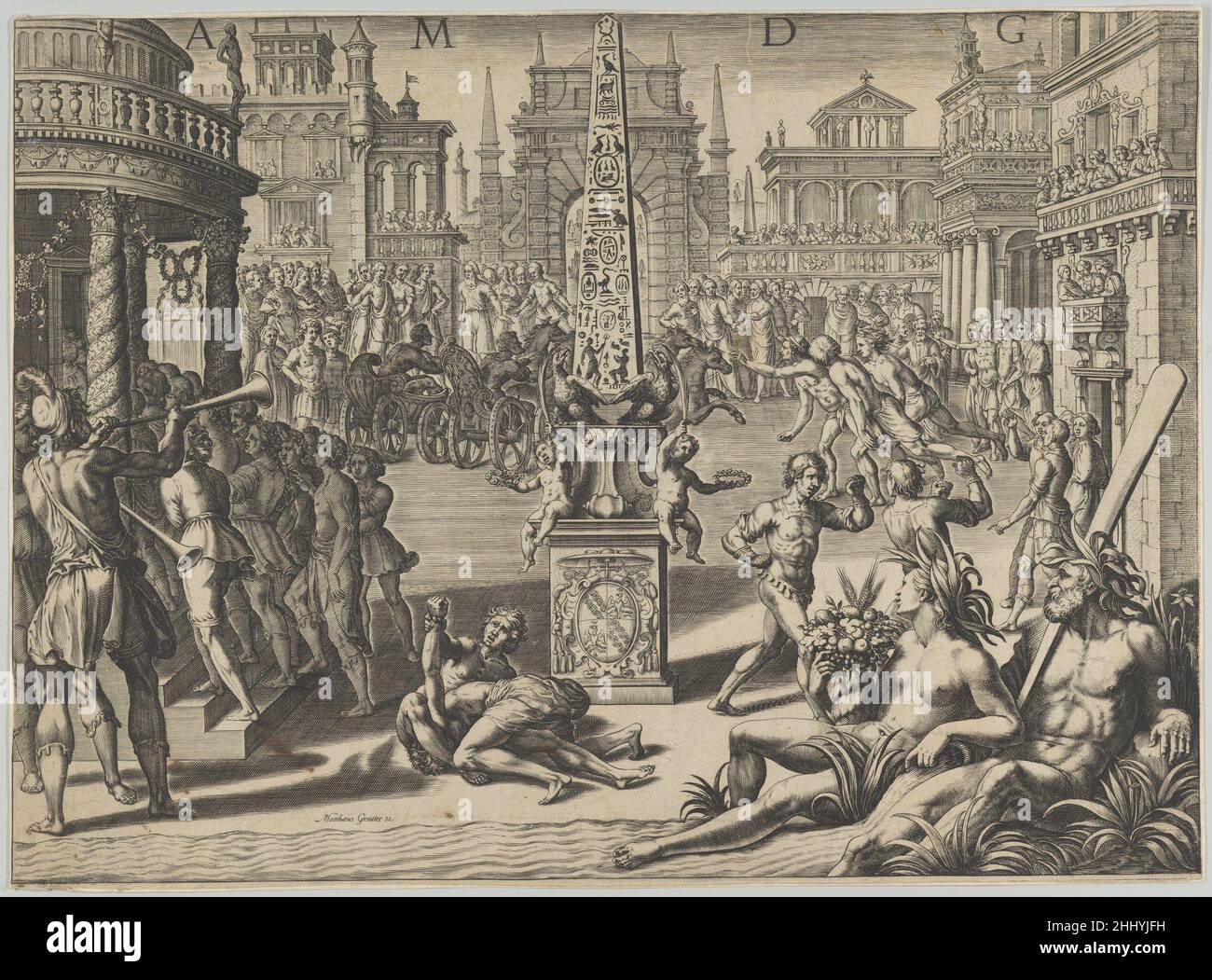 Pferderennen in einem römischen Hippodrom Mitte des 16th. Bis Mitte des 17th. Jahrhunderts Matthäus Greuter. Pferderennen in einem römischen Hippodrom 692345 Stockfoto