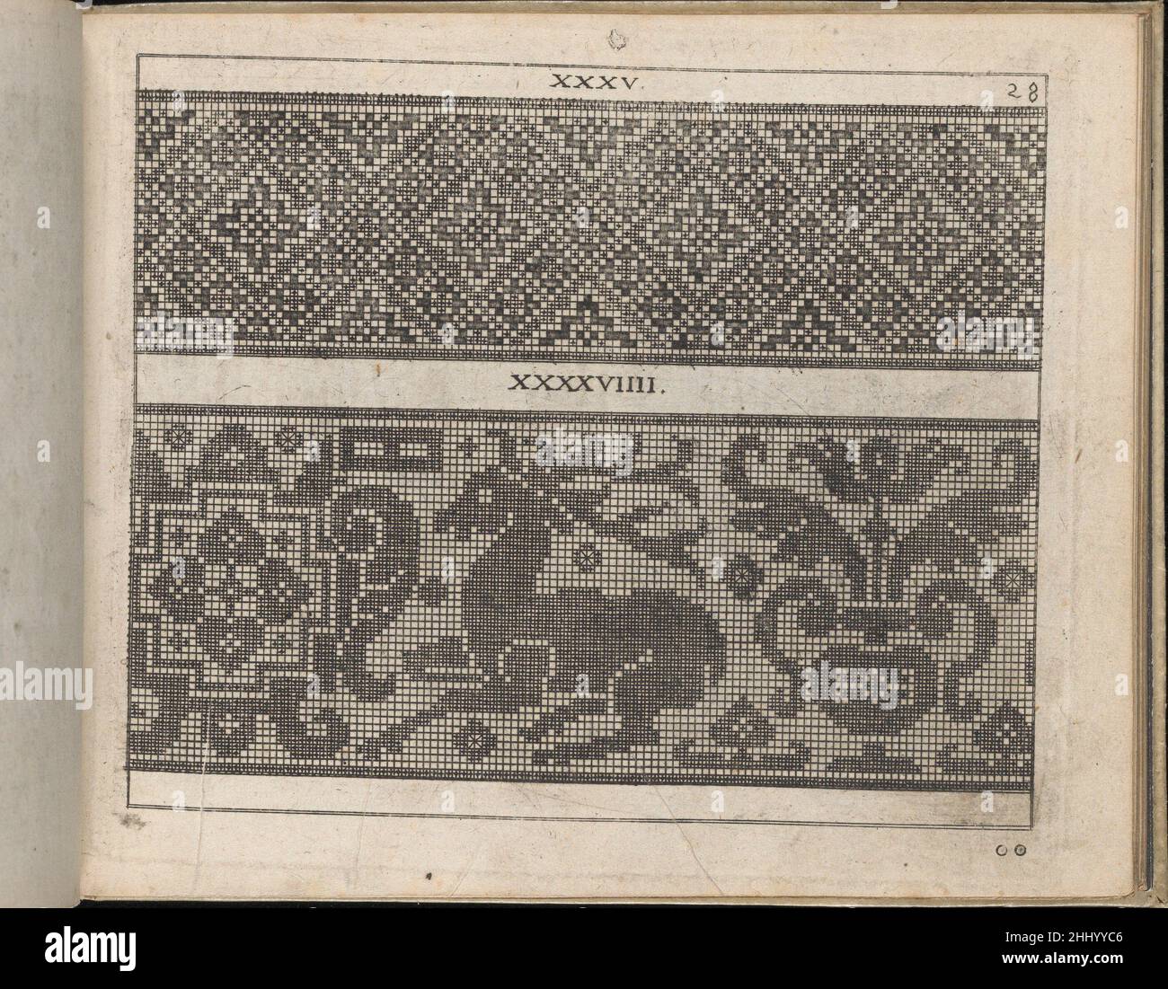 Neues Modellbuch in Kupffer (Seite 37r) 1604 Johann Sibmacher Deutsch gestaltet von Johann Sibmacher, deutsch, aktiv 1590-1611,2 illustrierte Titelseiten, 12 Seiten Text, umgeben von Zierbändern, und 56 Seiten Designs. Neues Modellbuch in Kupffer (Seite 37r) 682141 Stockfoto