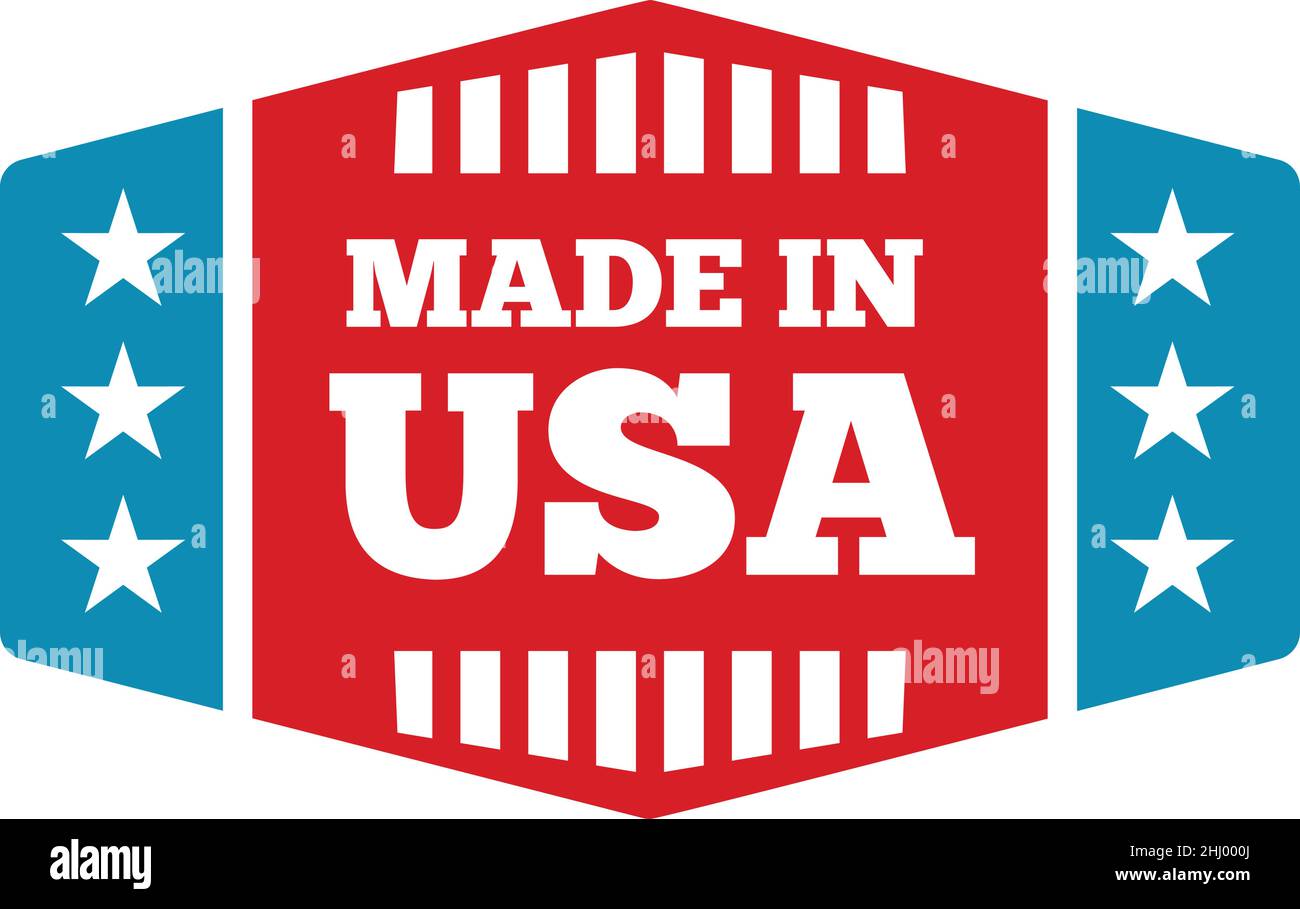 Made in USA Abzeichen. Vintage-Tag mit Sternen und Streifen Stock Vektor