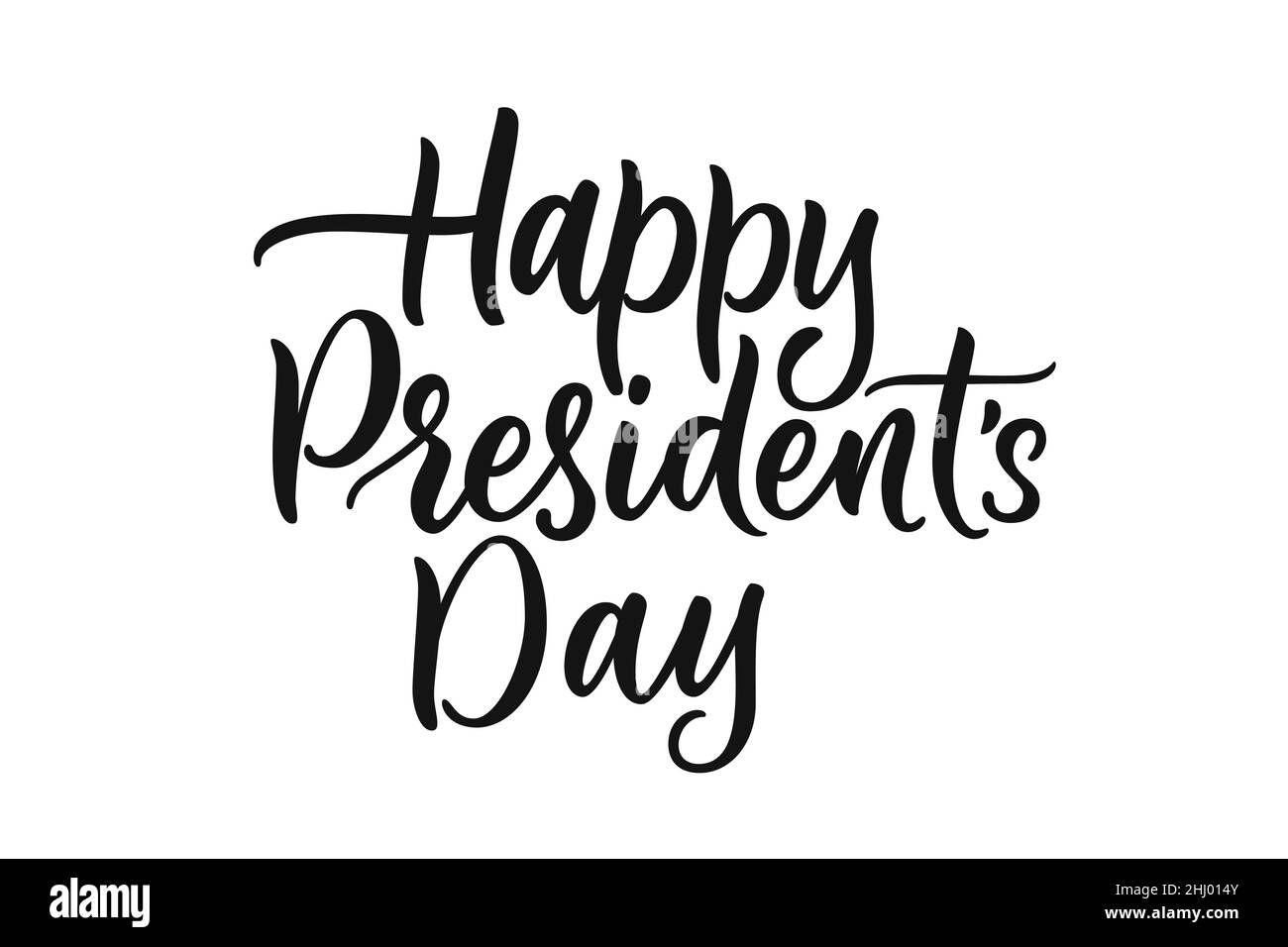 Happy Presidents Day handgezeichnete Kalligraphie-Schriftzüge isoliert auf weißem Hintergrund. Vektorgrafik für Grußkarte, Urlaubsbanner, Poster desi Stock Vektor