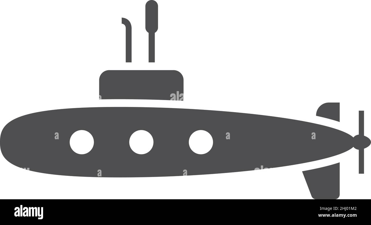 U-Boot-Symbol. Unterwasser-Armeeschiff. Symbol für nukleare Verteidigung Stock Vektor