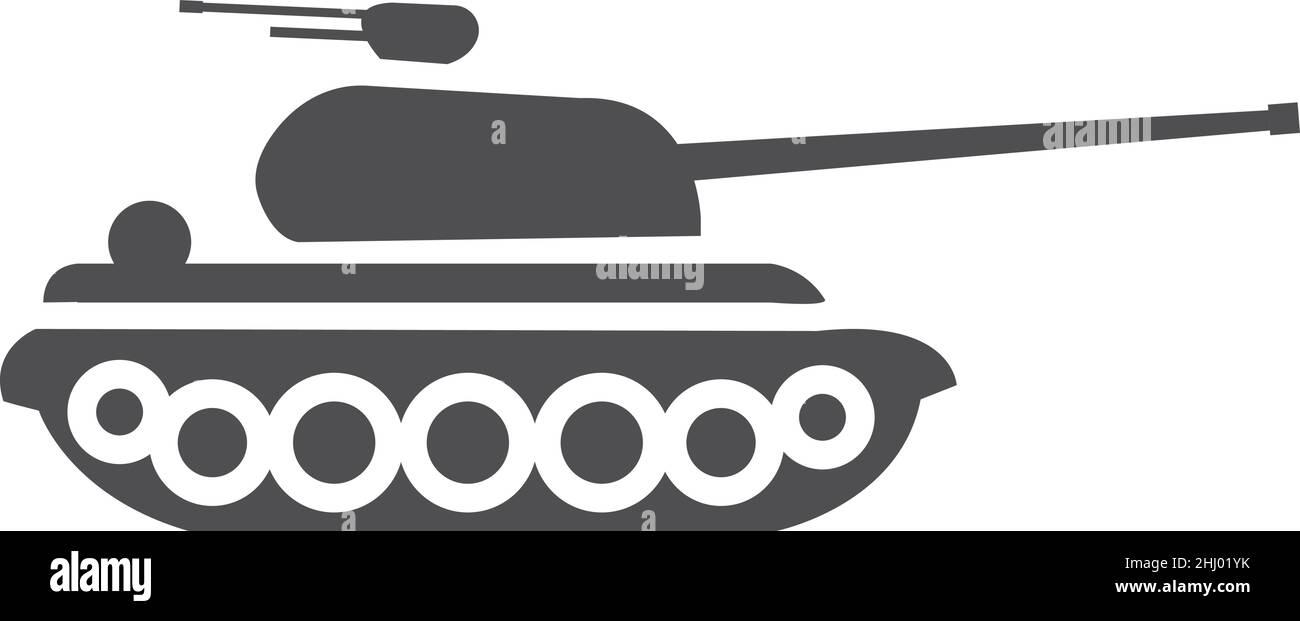 Tanksymbol. Army Force Kampffahrzeug mit Waffe Stock Vektor