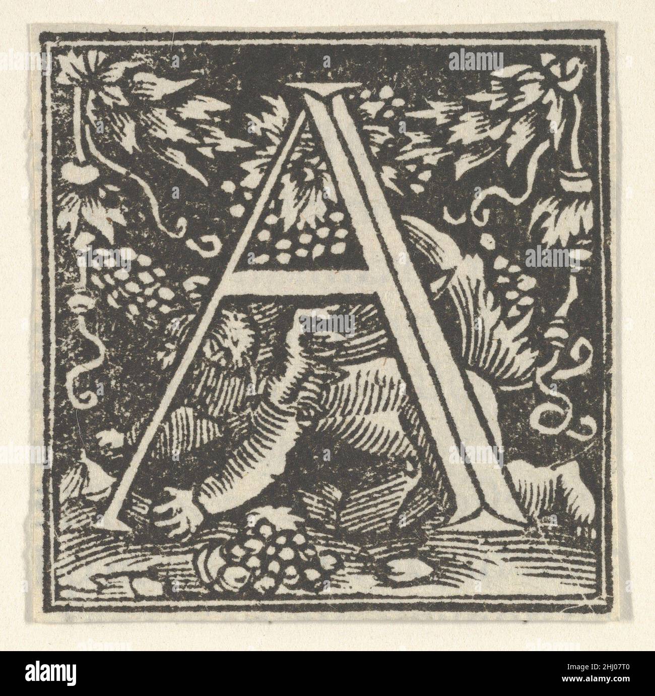 Anfangsbuchstabe A mit Putto ca. 1538 Heinrich Vogtherr der Ältere. Anfangsbuchstabe A mit Putto 700350 Stockfoto