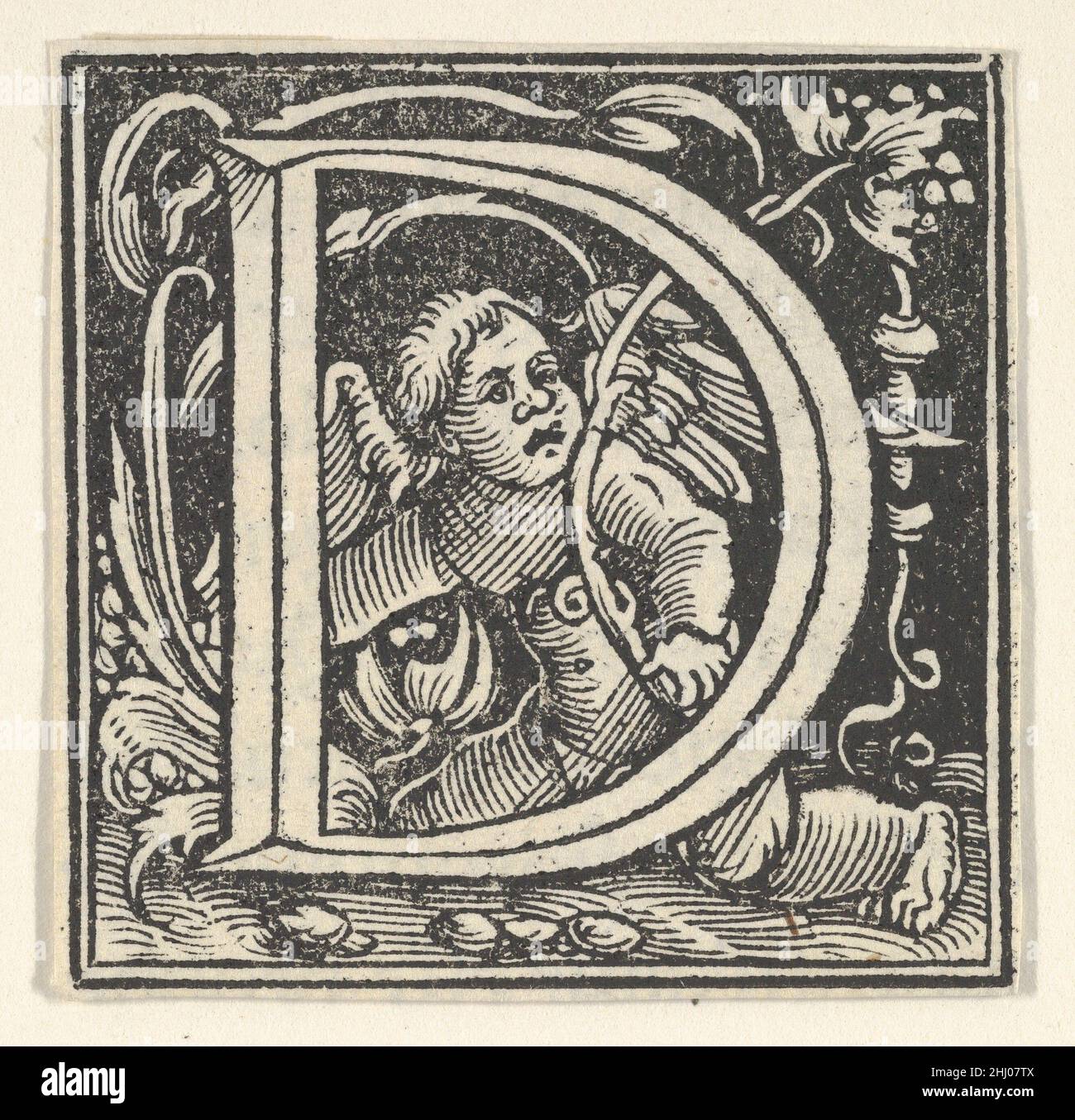 Anfangsbuchstabe D mit Putto ca. 1538 Heinrich Vogtherr der Ältere. Anfangsbuchstabe D mit Putto 700366 Stockfoto