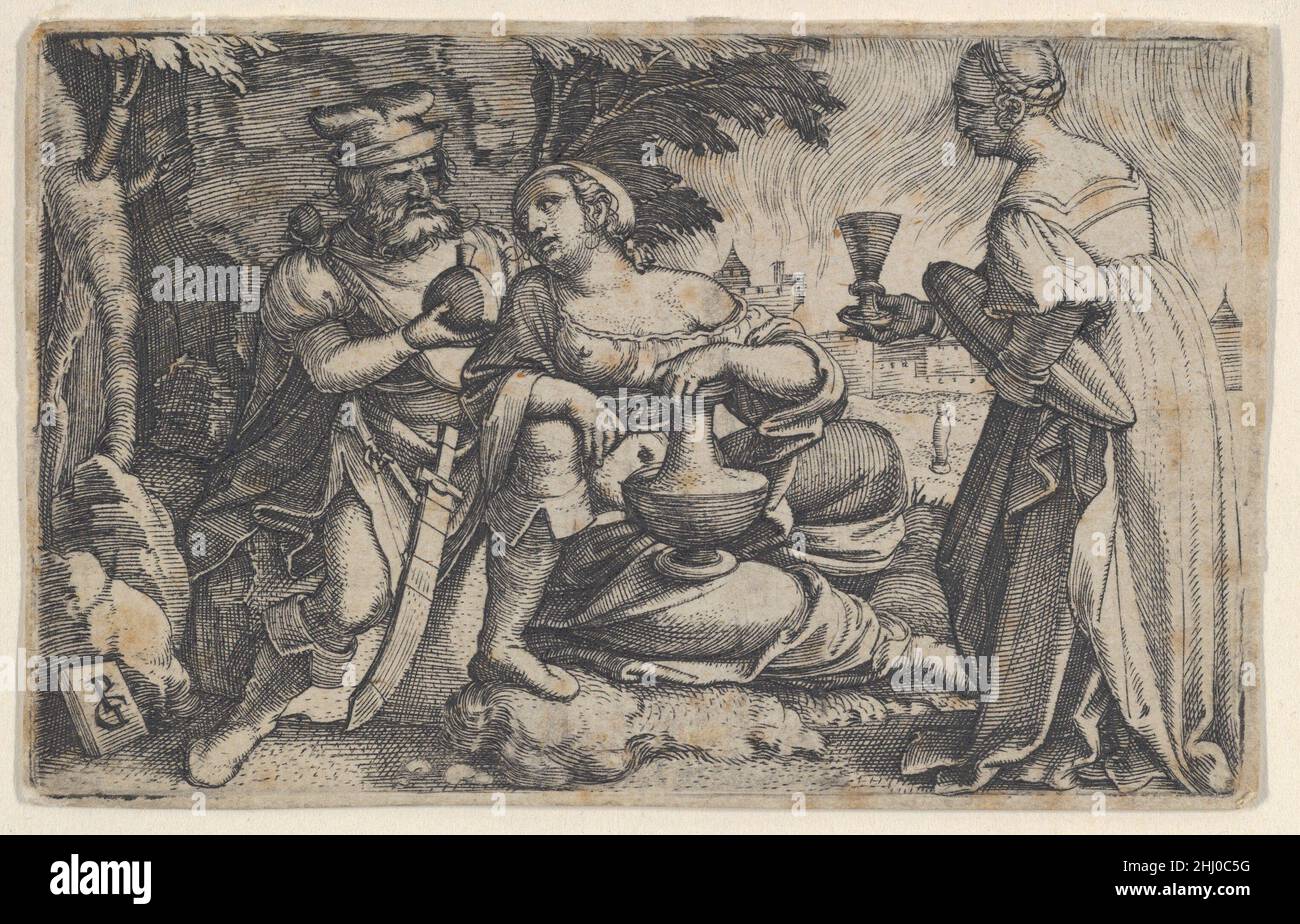 Lot und seine Töchter Georg Pencz deutsch. Lot und seine Töchter 432093 Stockfoto