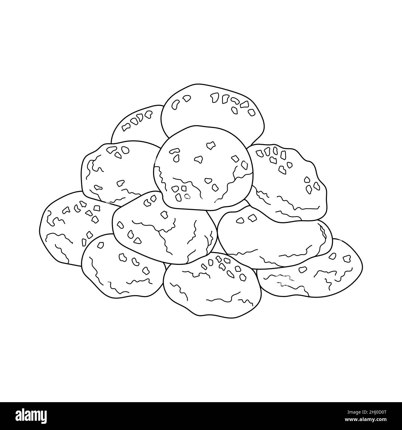 Melomakarona Griechische Weihnachten Honig und Nüsse Cookies. Handgezeichnete Vektorgrafik. Design-Element für Menü Café, Bistro, Restaurant. Stock Vektor