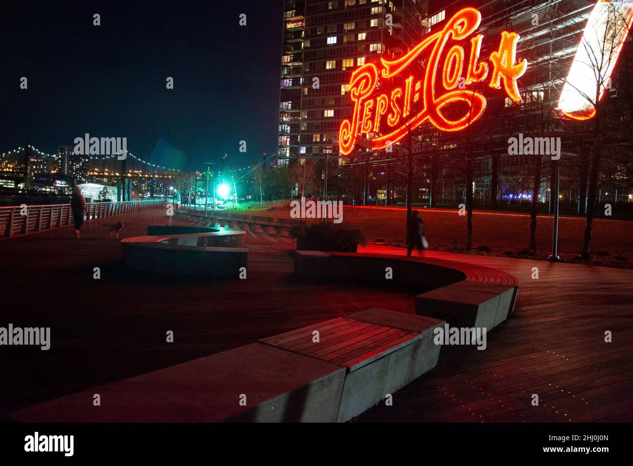 Abendstimmung in Long Island, bei der frühern Pepsi-Cola-Fabrik Stockfoto