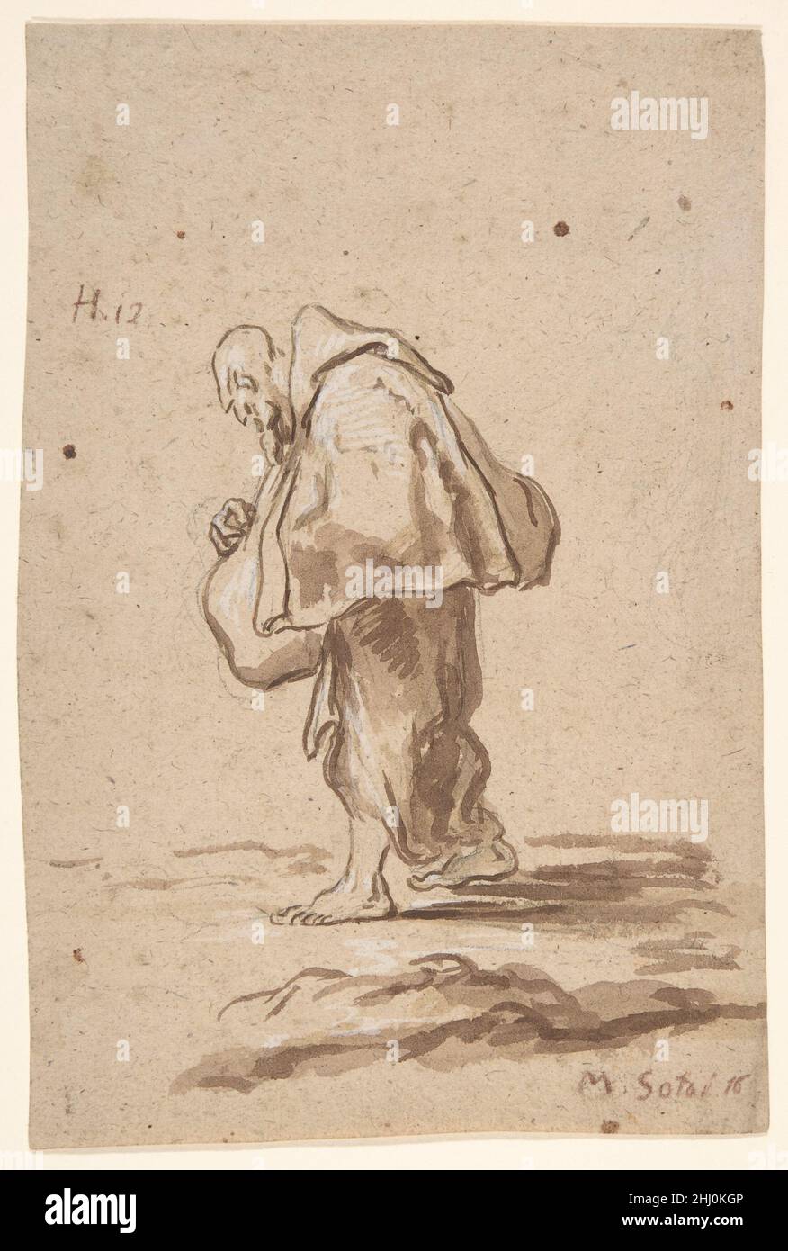 Stehender Pilger-Bruder. Ca. 1705–20 Alessandro Magnasco Italienisch. Stehender Pilger-Bruder. 372535 Stockfoto