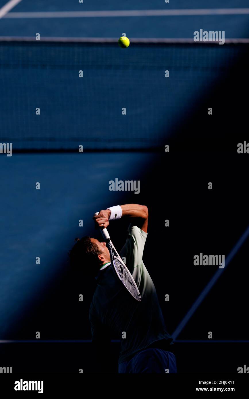 DANIIL MEDVEDEV (RUS) bei den Australian Open 2022 am Samstag, den 2022. Januar, im Melbourne Park in Aktion Stockfoto