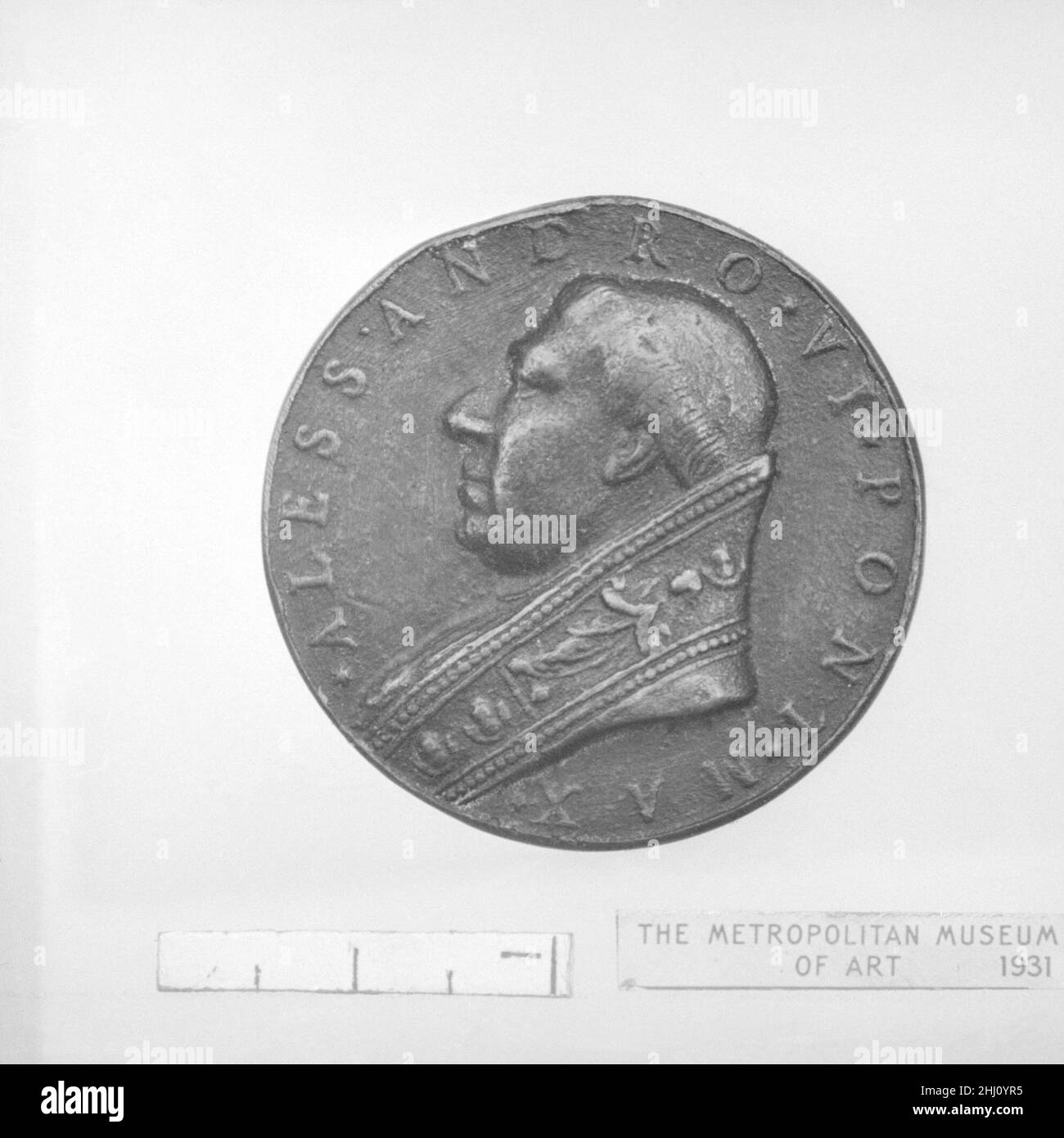 Papst Alexander VI (1492–1503) Ende 15th Jahrhundert Italienisch. Papst Alexander VI. (1492–1503). Italienisch. Ende 15th. Jahrhundert. Bronze. Medaillen und Plaquettes Stockfoto