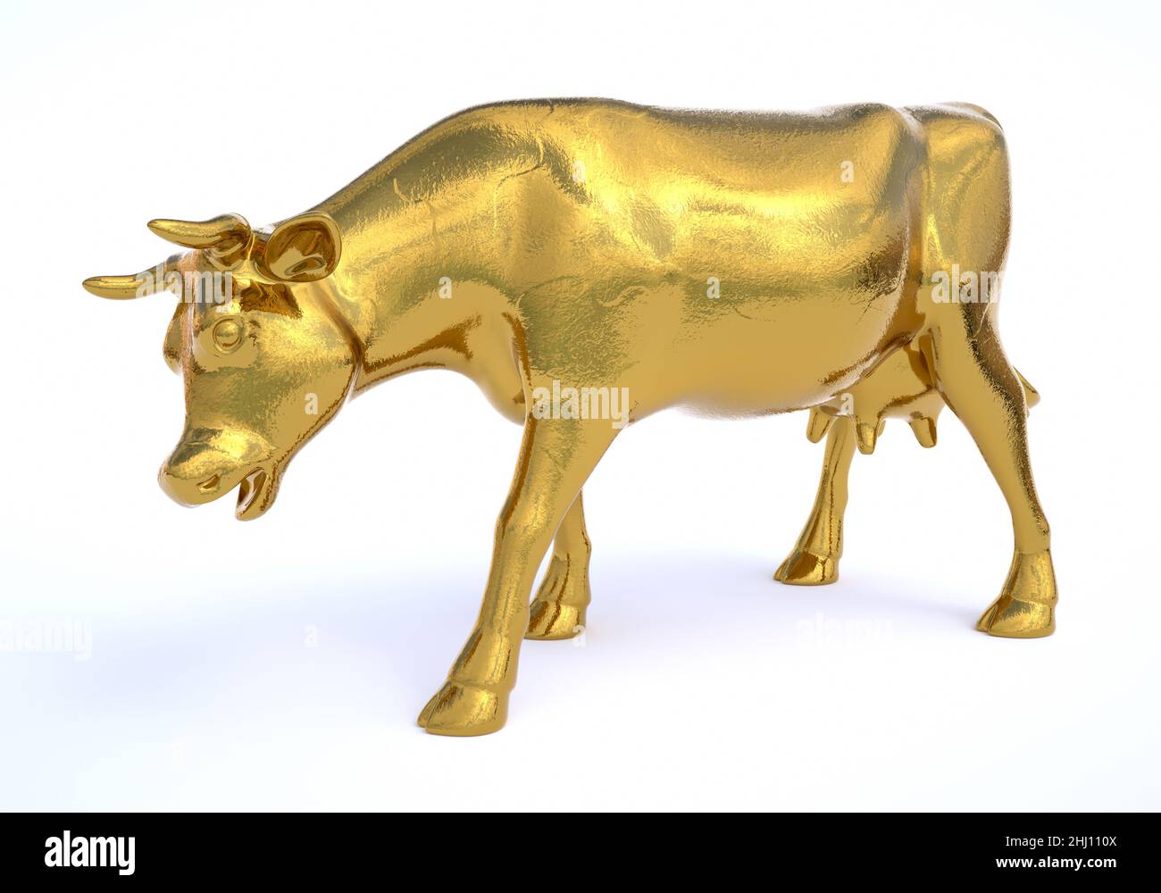 Goldene Kuh als Konzept der Cash Cow. 3D Abbildung Stockfoto