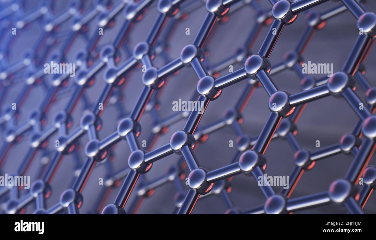 Graphen molekulare Struktur. 3D illustration Stockfoto