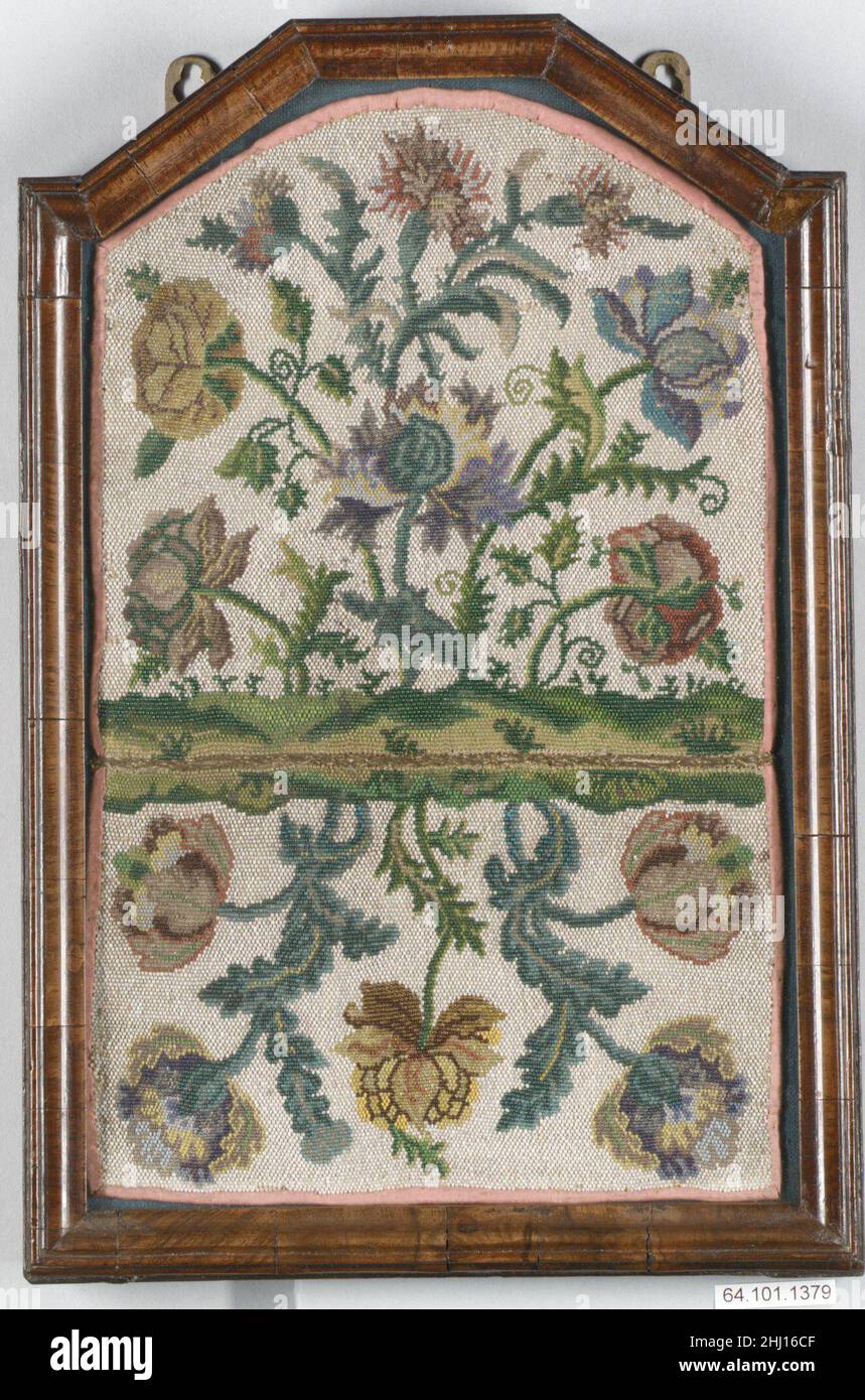 Briefkasten zweites Quartal 18th Jahrhundert Französisch. Brieftasche. Französisch. Zweites Viertel 18th Jahrhundert. Perlenarbeiten auf Seide. Bestickt Mit Textilien Stockfoto