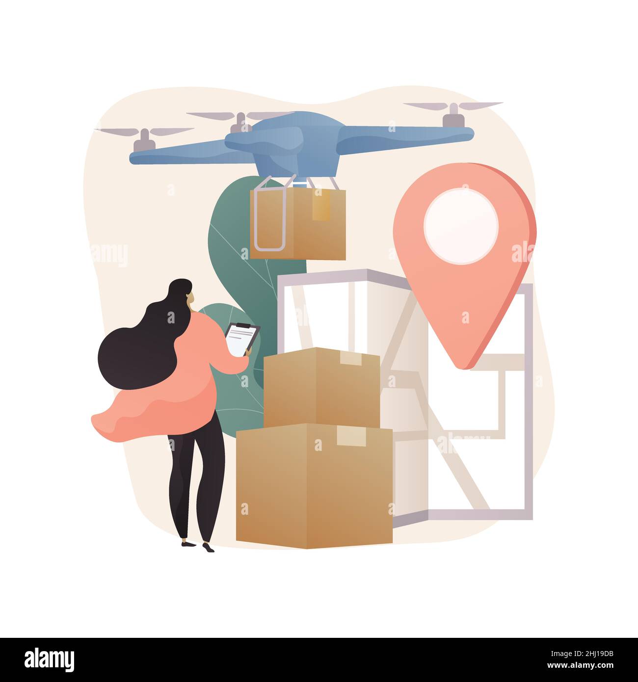 Drohne Lieferung abstraktes Konzept Vektor Illustration. Stock Vektor