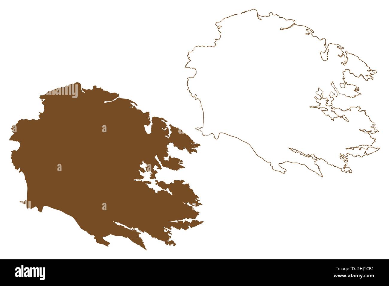 Benbecula Island (Vereinigtes Königreich Großbritannien und Nordirland, Schottland, Äußere Hebriden) Kartenvektordarstellung, Skizze Insel Ben Stock Vektor