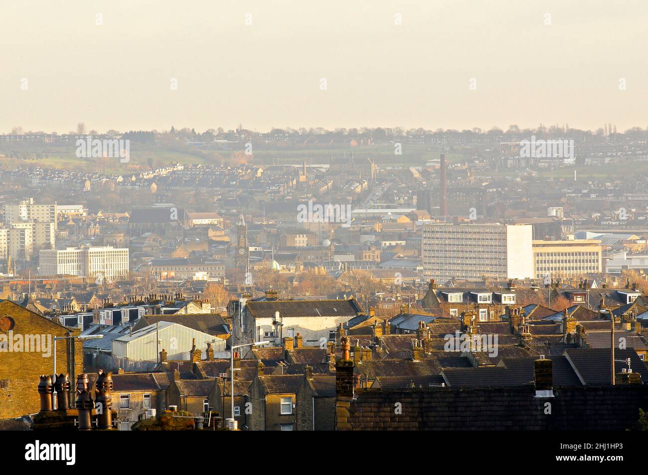 Winterblick über das Stadtzentrum von Bradford im Jahr 2012 Stockfoto