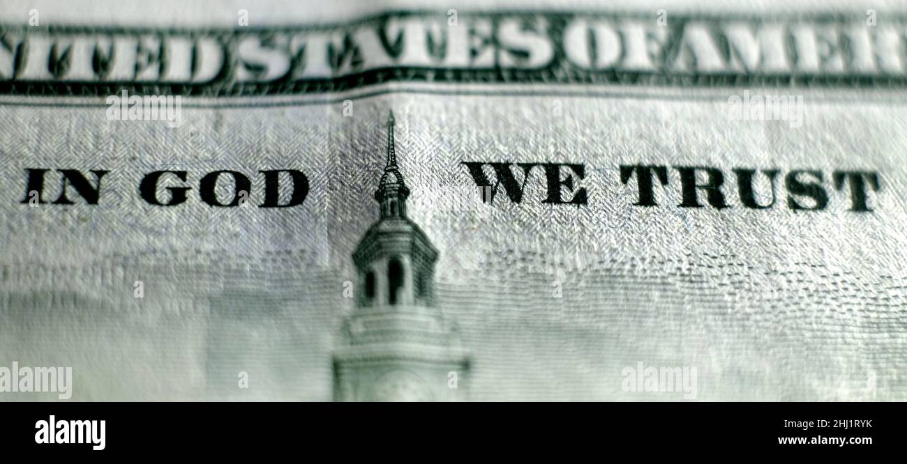 Hundert-euro-Scheine amerikanisches Geld Usa Bezeichnung Reichtum in Gott vertrauen wir Stockfoto