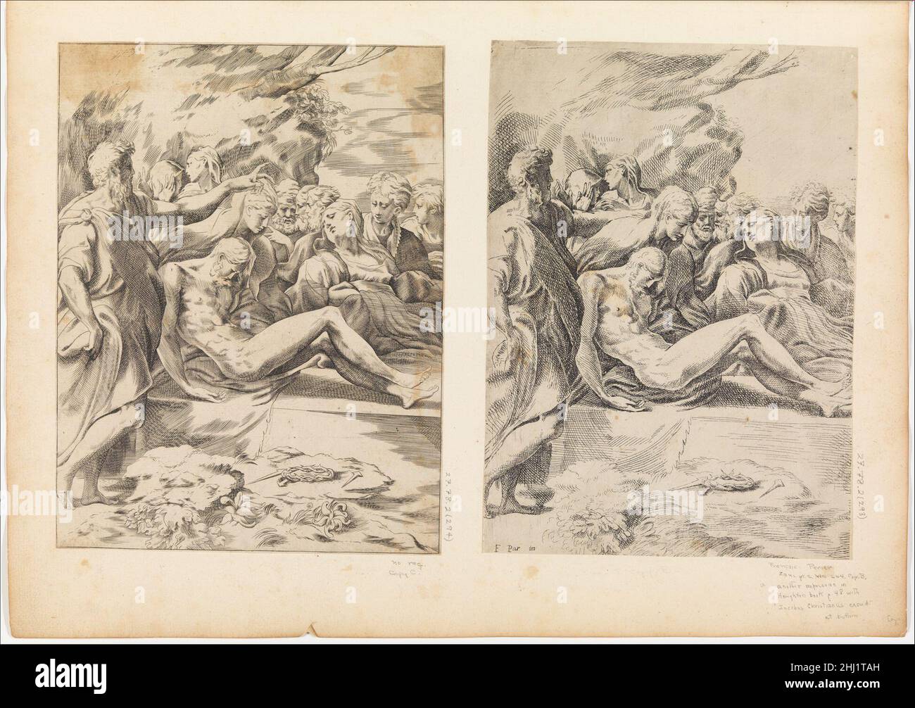 Entombment 16th–17th Century Anonymous, Italienisch, 16th bis 17th Century Ital in Mariette Album, Folio 5, unten. Entombment 367072 Stockfoto