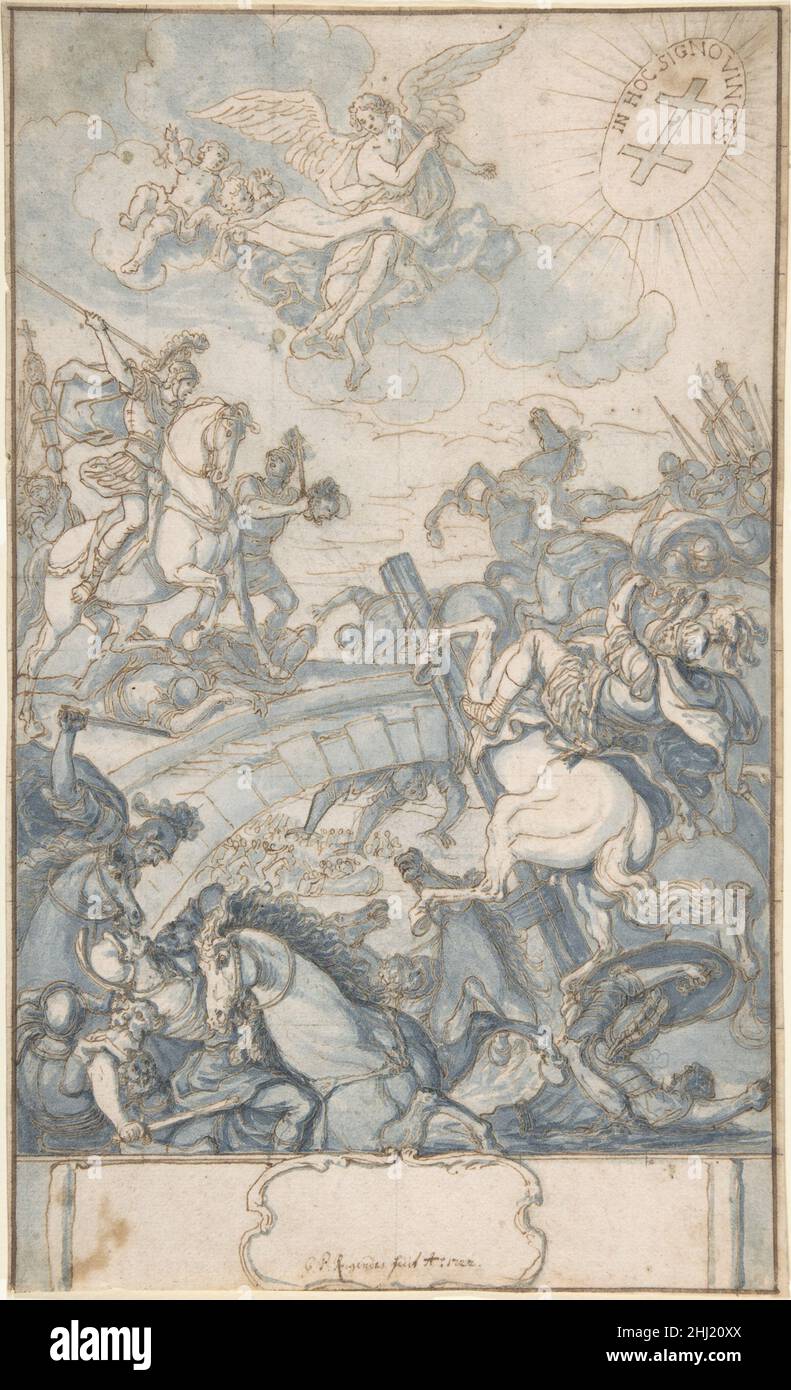 Konstantins Schlacht an der Milvianbrücke 1722 Georg Philipp Rugendas Deutsch. Konstantins Schlacht an der Milvian-Brücke 368567 Stockfoto