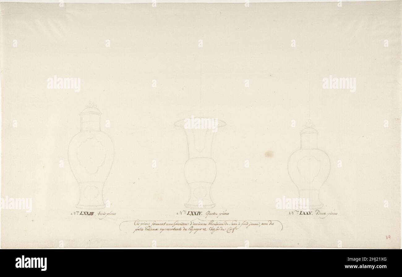 Design für drei Vasen ca. 1770–85 Anonym, Französisch, 18th Jahrhundert Französisch. Entwurf für drei Vasen 344084 Stockfoto