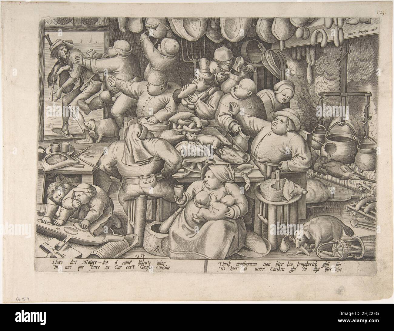 The Fat Kitchen 1563 nach Pieter Bruegel dem Älteren Niederlandisch. The Fat Kitchen 392424 Stockfoto