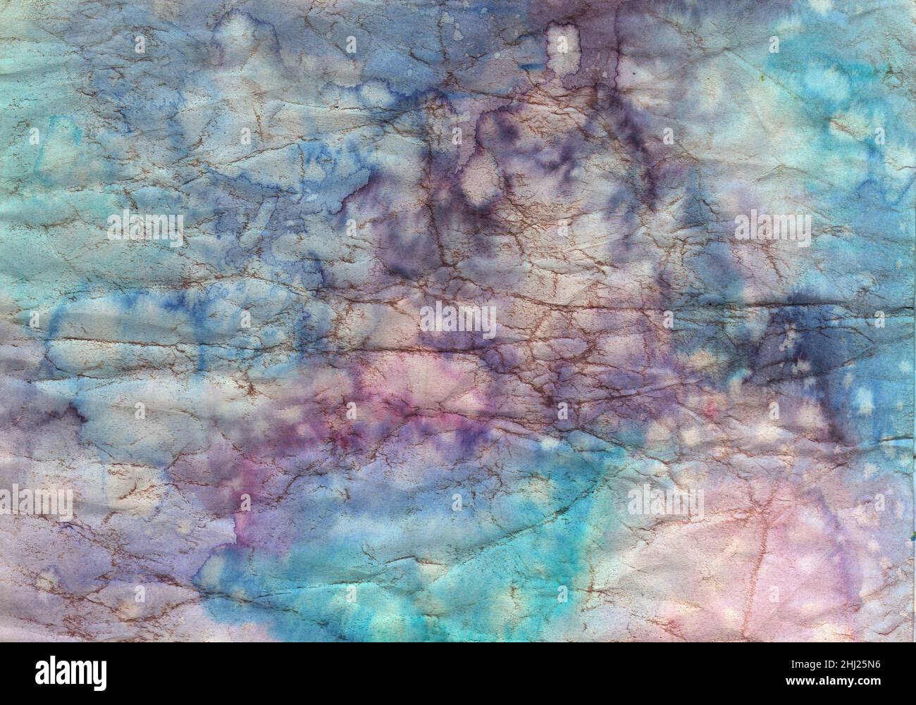 Abstrakte Aquarelltextur. Gealtertes zerknittertes Papier. Design-Element für Hintergründe, Scrapbooking, Web. Kreativer Grunge-Hintergrund. Stockfoto