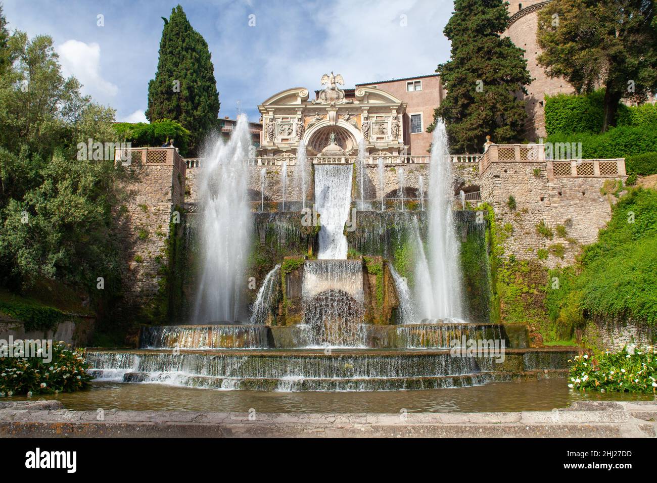 Die großen und wunderschönen Brunnen des Parks der Villa d'Este, Tivoli, Latium Stockfoto