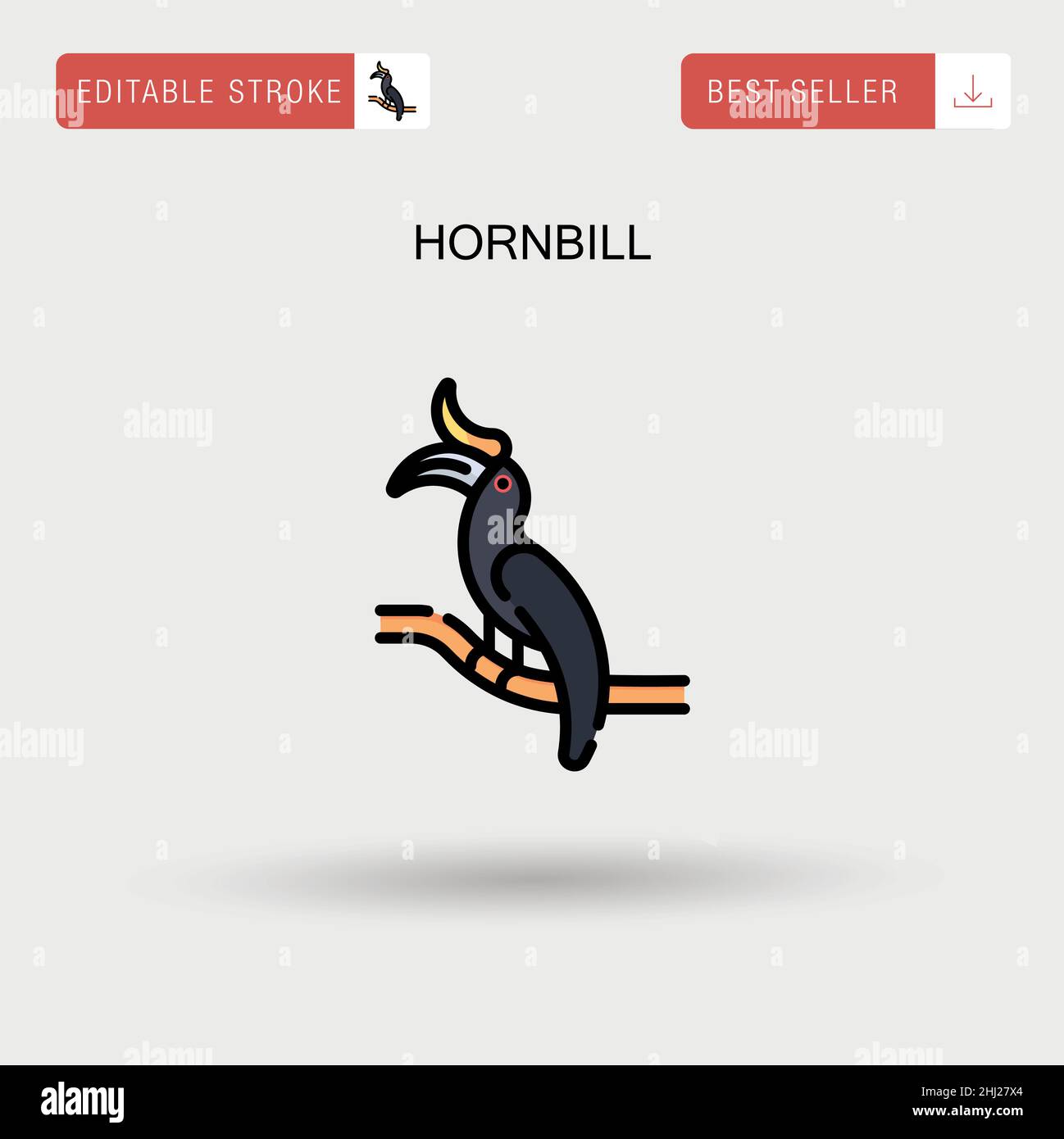 Einfaches Vektorsymbol für Hornbill. Stock Vektor