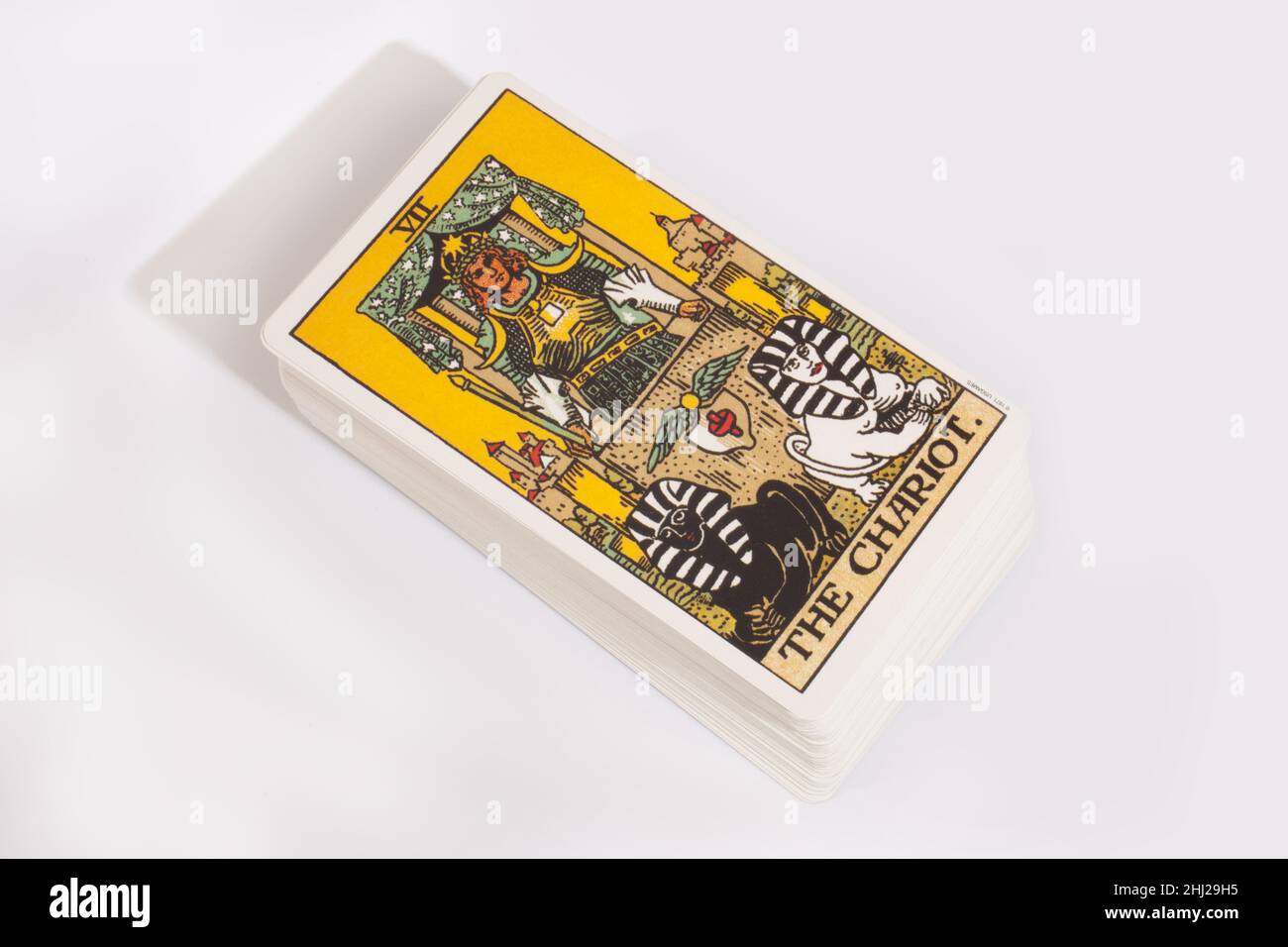 Die Chariot-Karte aus einem traditionellen Tarot-Pack Stockfoto
