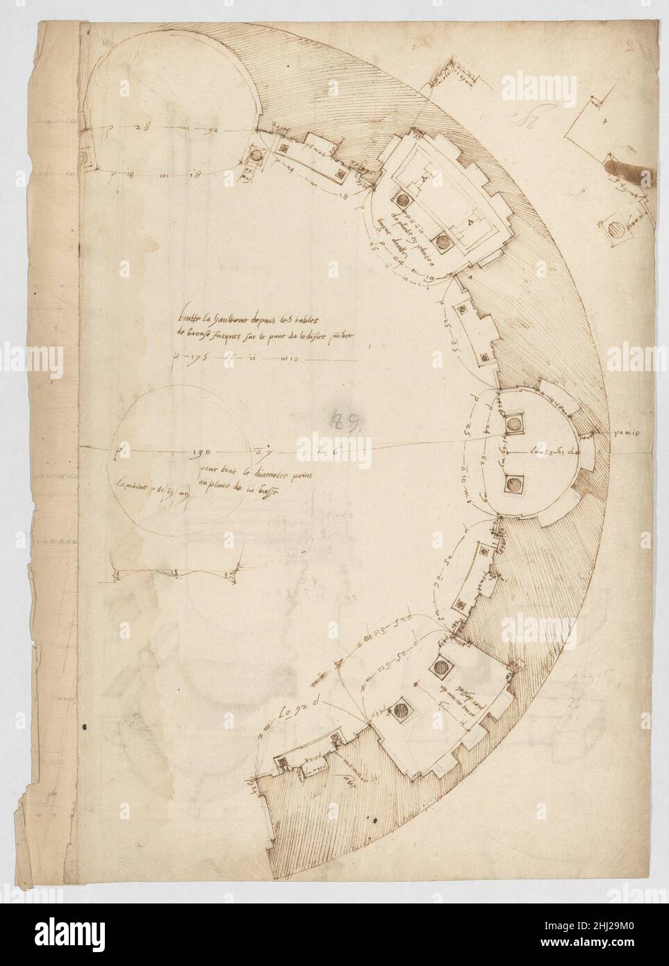 Pantheon, Teilplan; Details (recto) Pantheon, rechteckige Nische, Perspektive; Gewölbe, Detail (verso) früh bis Mitte des 16th. Jahrhunderts gezeichnet von Anonymous, Französisch, 16th. Jahrhundert Französisch. Pantheon, Teilplan; Details (recto) Pantheon, rechteckige Nische, Perspektive; Vault, Detail (verso) 362563 Stockfoto