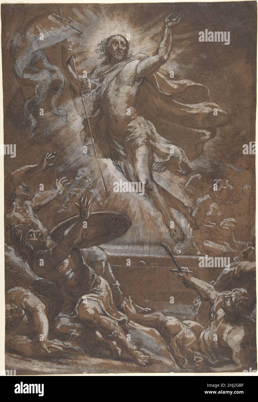 Die Auferstehung Christi n.d. Dem niederländischen Denijs Calvaert zugeschrieben. Die Auferstehung Christi 352024 Stockfoto