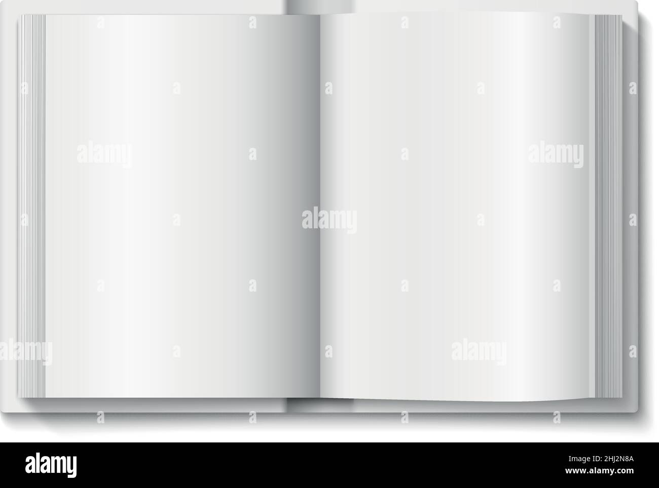 Öffnen Sie das Buchmockup. Draufsicht realistische leere Seitenvorlage Stock Vektor