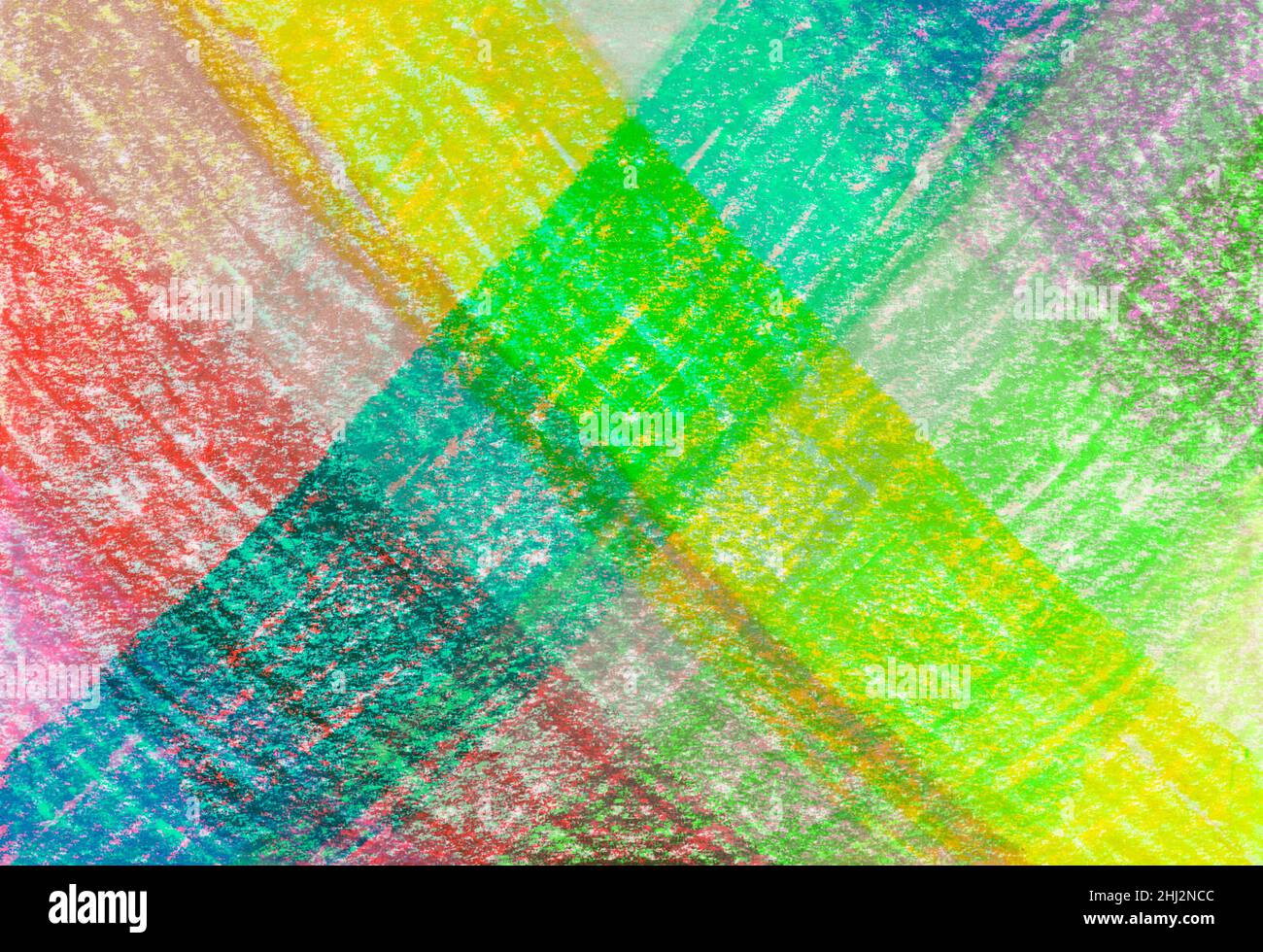 Handgezeichnete farbige Wachsmalstift-Textur. Farbenfrohes Overlay. Abstrakt kreative strukturierte Hintergrund für Poster, Banner, Karten, Scrapbook. Dekorative Oberfläche. Stockfoto