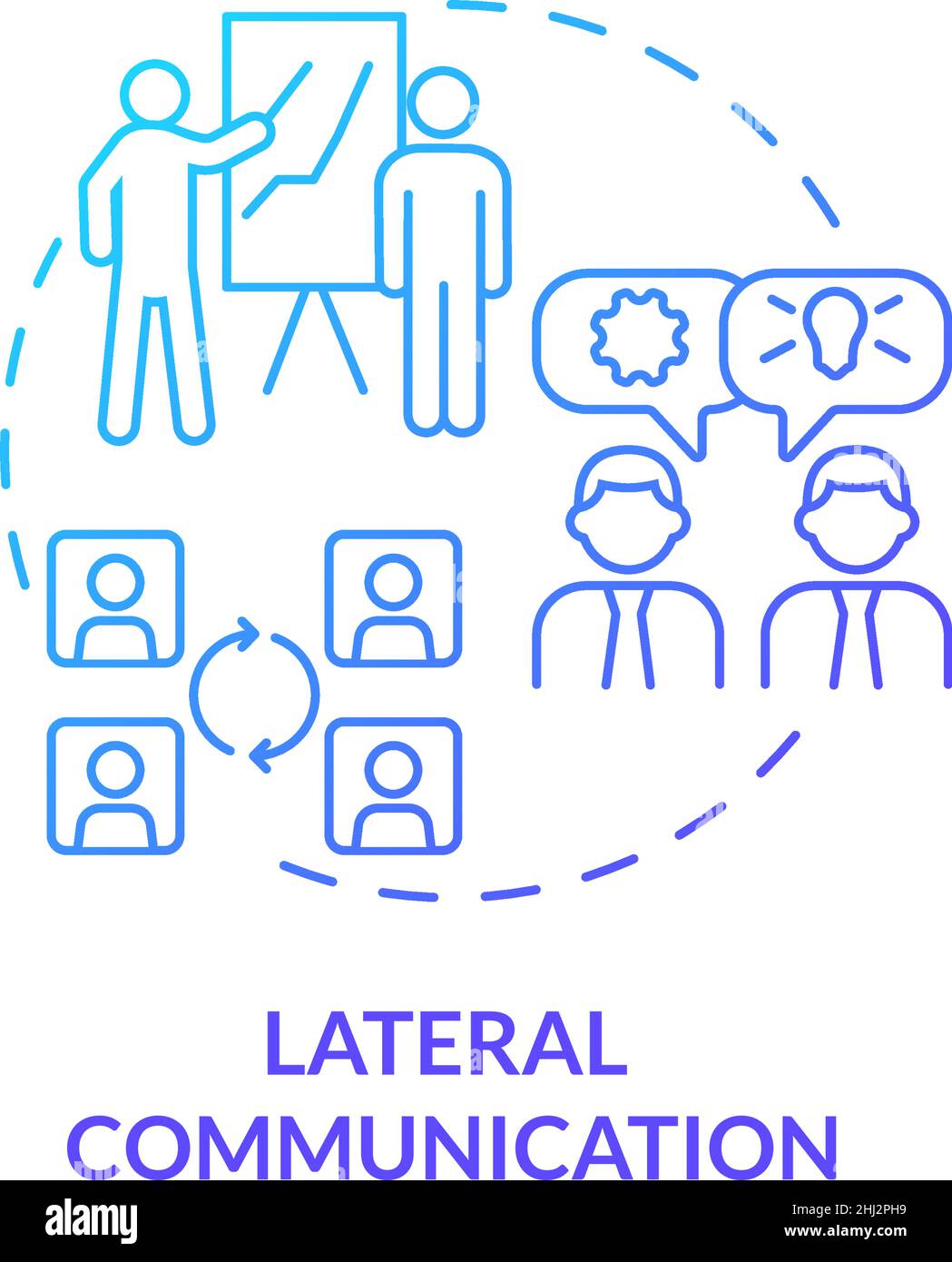 Symbol für das Konzept der lateralen Kommunikation mit blauem Gradienten Stock Vektor